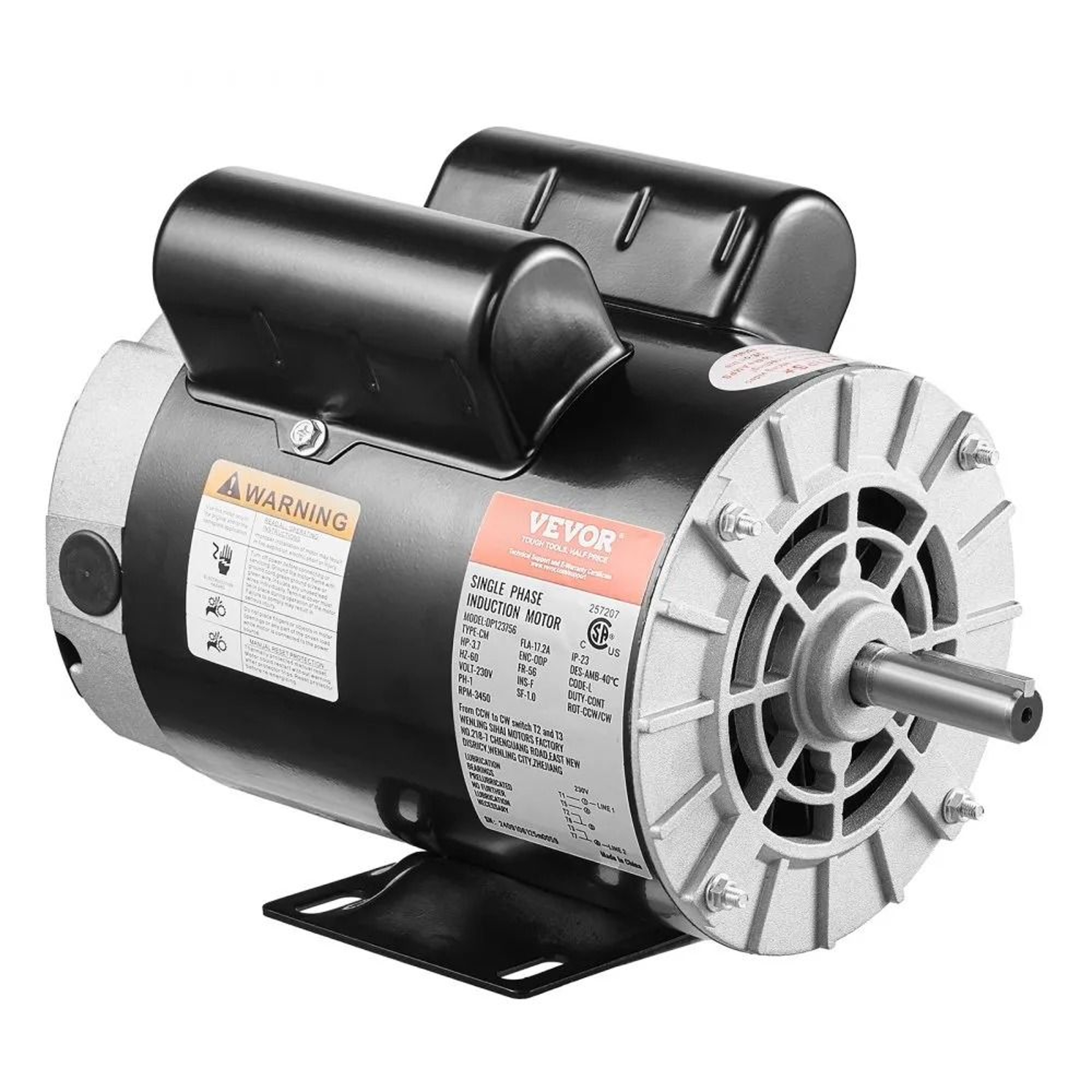 37HP Air Compressor Motor 3450RPM 230V Single Phase 56 Frame Reversible Electric Motor 0