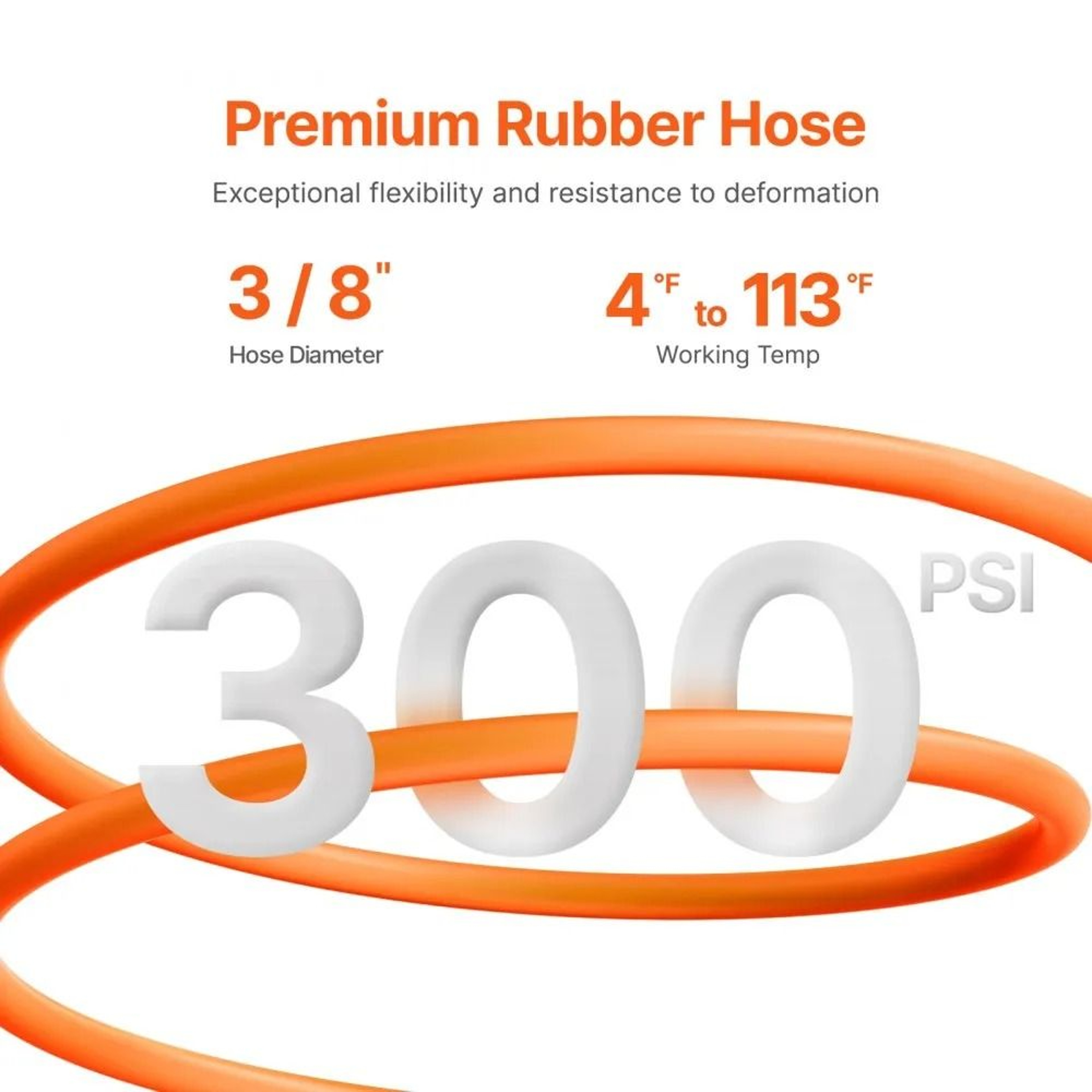 Retractable Air Hose Reel With 38 Inch X 50 FT Rubber Air Hose AutoRewind 300 PSI Heavy Duty 180 Sw 2