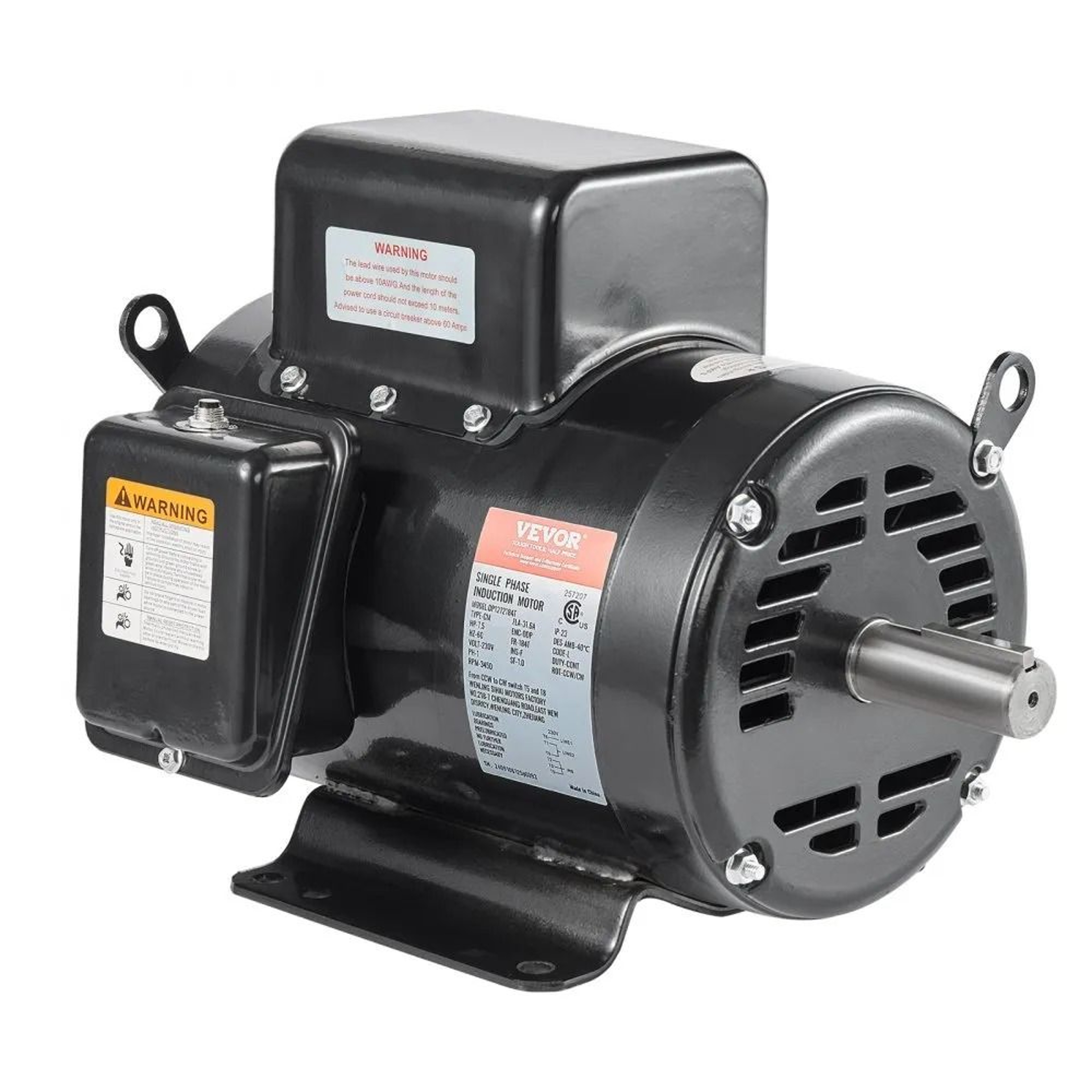 75HP Air Compressor Motor 230V Single Phase 3450RPM 184T Frame 118 Keyed Shaft 8