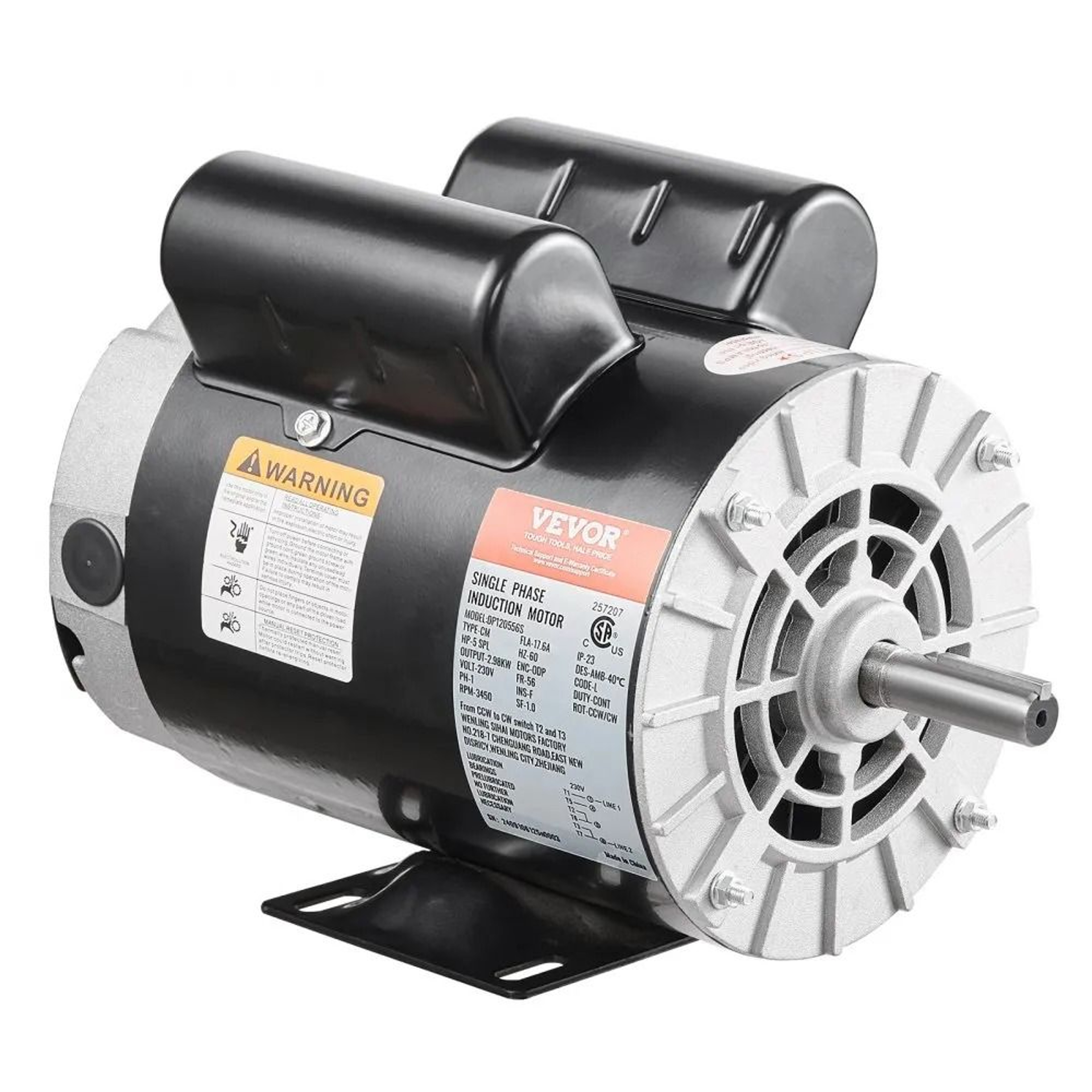 5HP SPL Air Compressor Electric Motor 230V 3450RPM 56 Frame 58 Inch Keyed Shaft 0