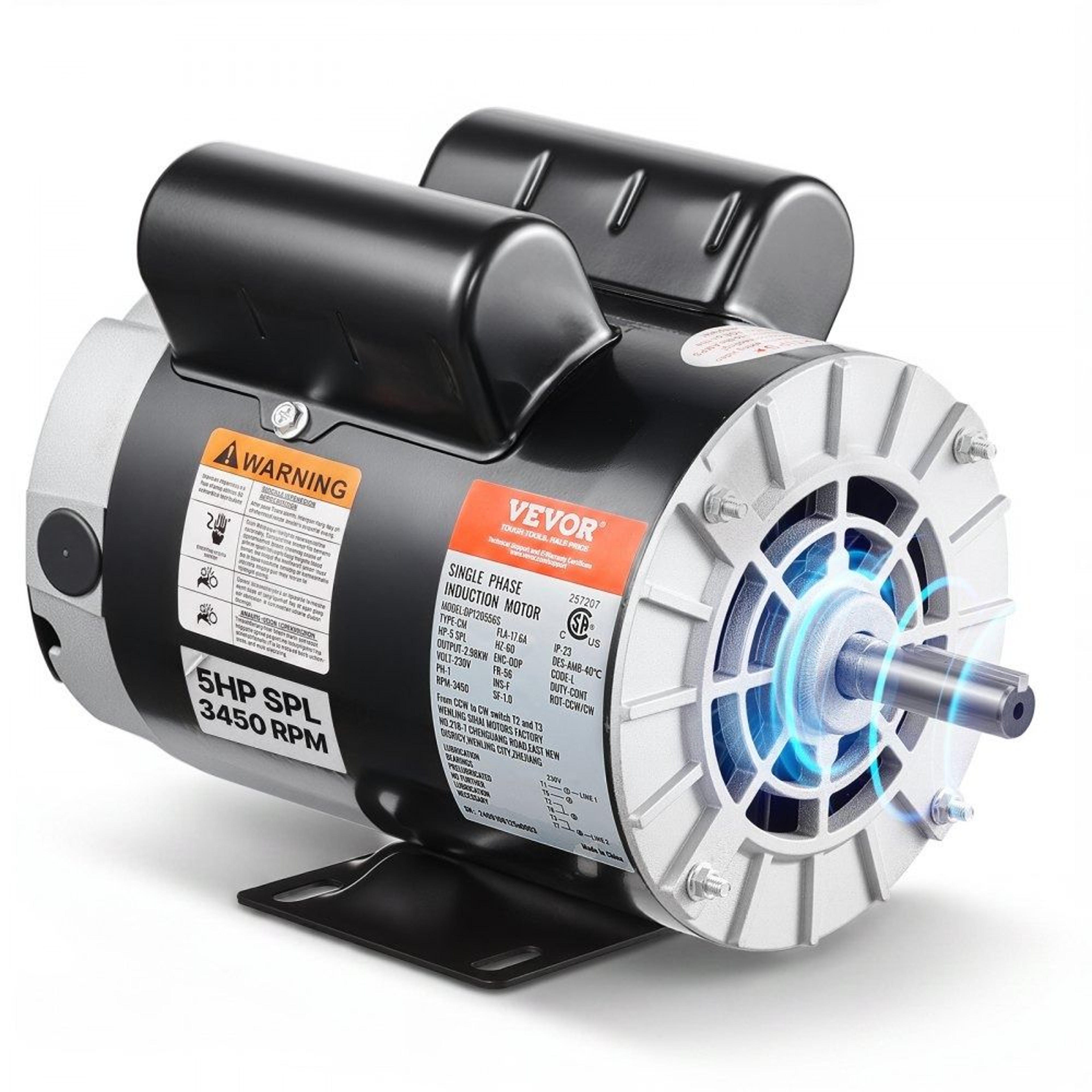 5HP SPL Air Compressor Electric Motor 230V 3450RPM 56 Frame 58 Inch Keyed Shaft 7