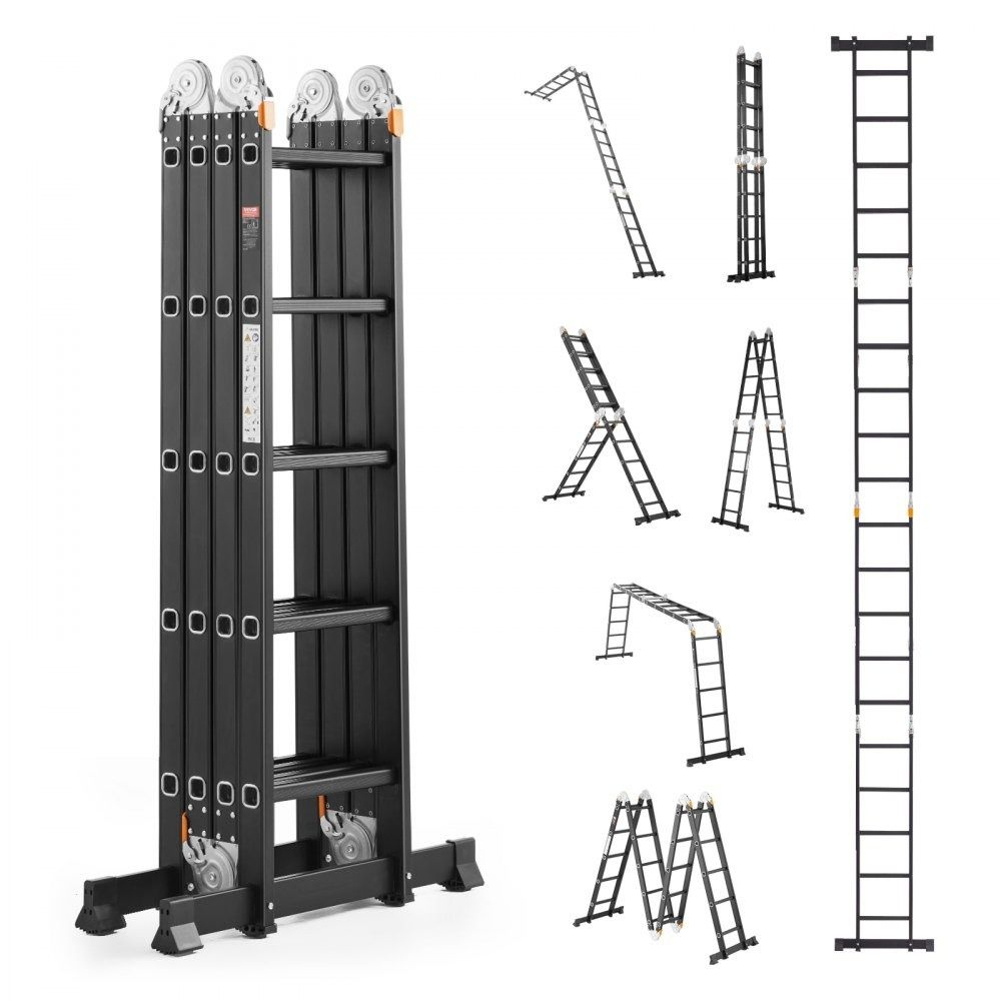 7in1 Folding Aluminum Ladder 19 Ft Adjustable Extension Ladder 330 Lb Capacity 0
