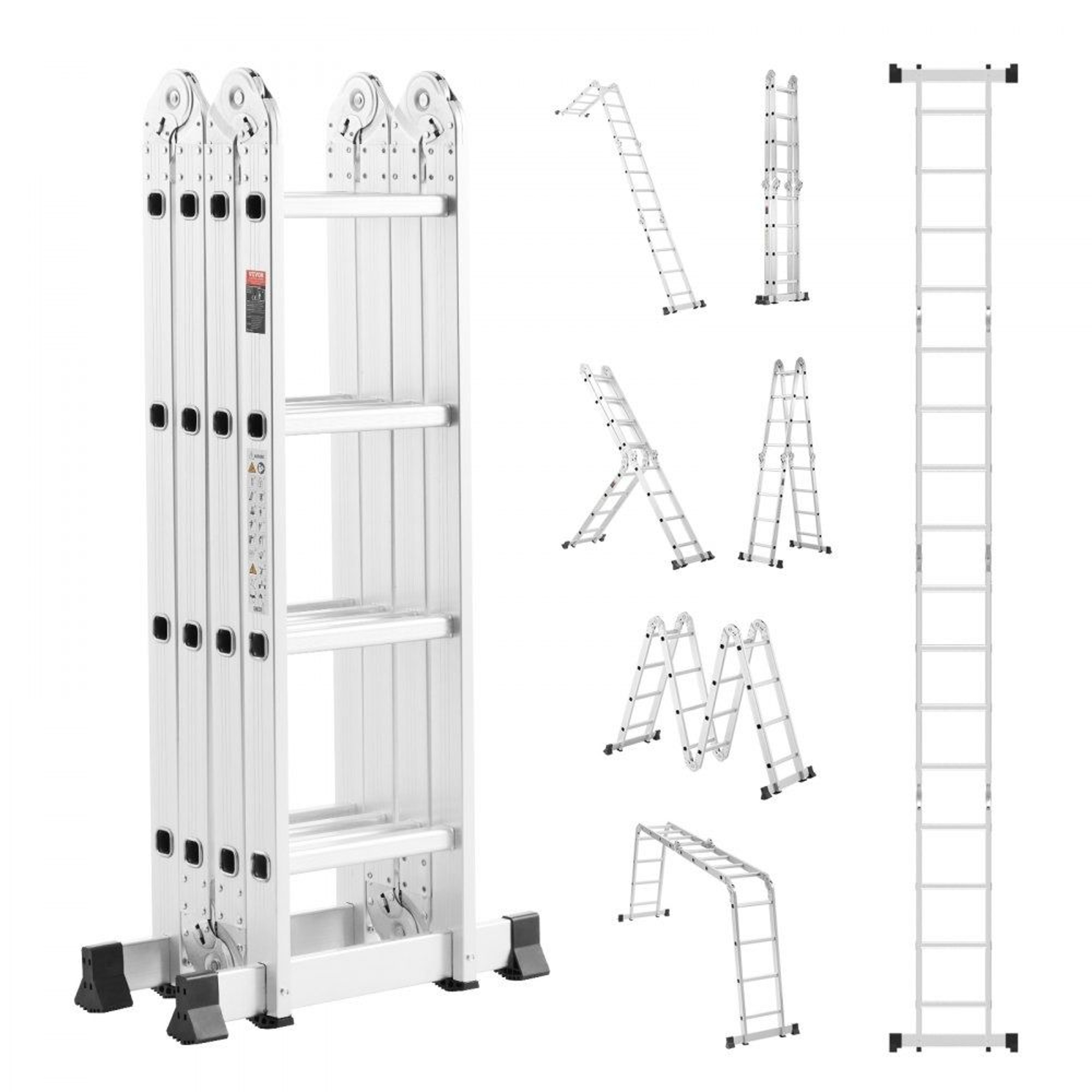 7in1 Aluminum Folding Ladder 155 Ft Adjustable Extension Ladder 330 Lb Capacity 0
