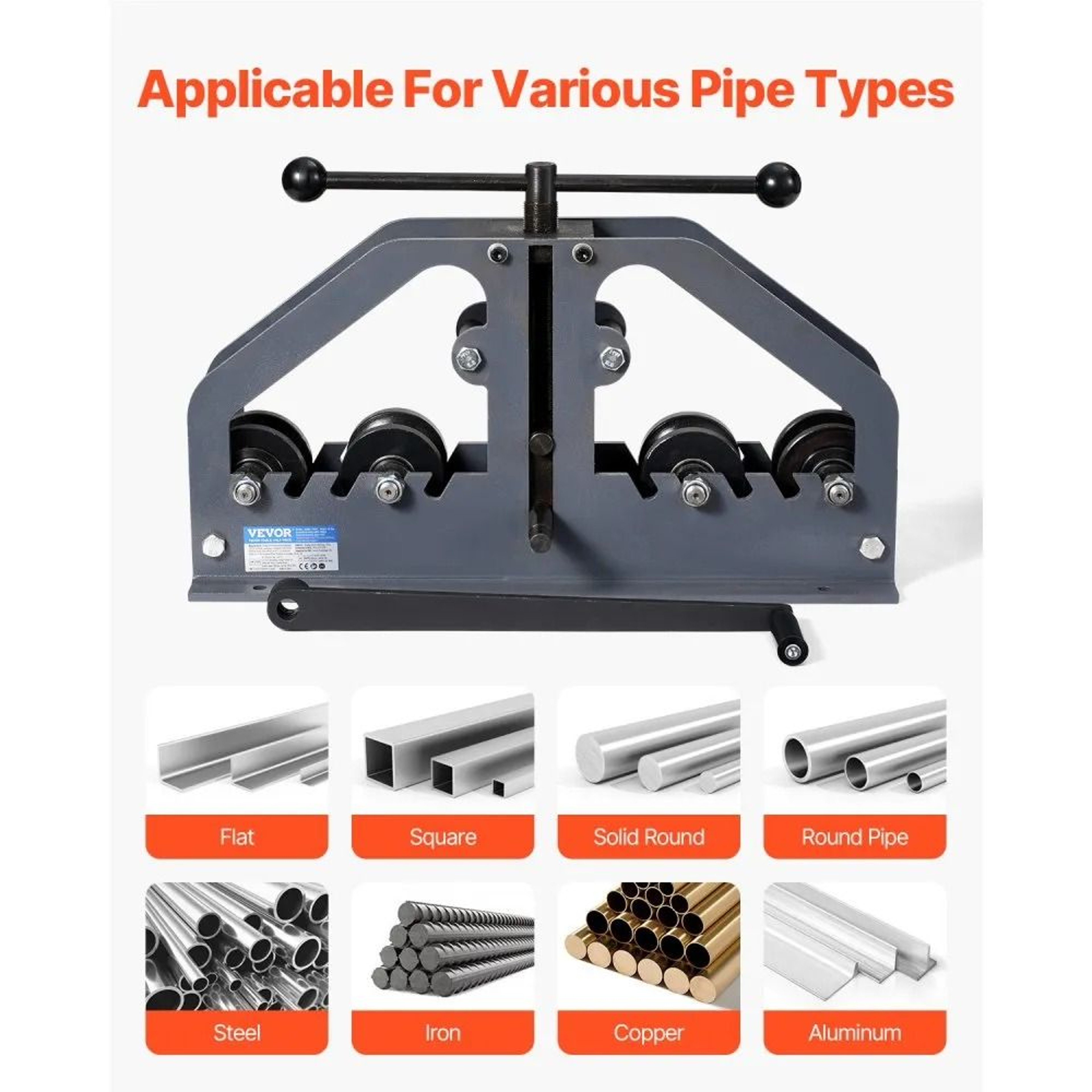 Manual Tube Roller Bender With 6 Dies For Round Square Tube And Flat Bar 5