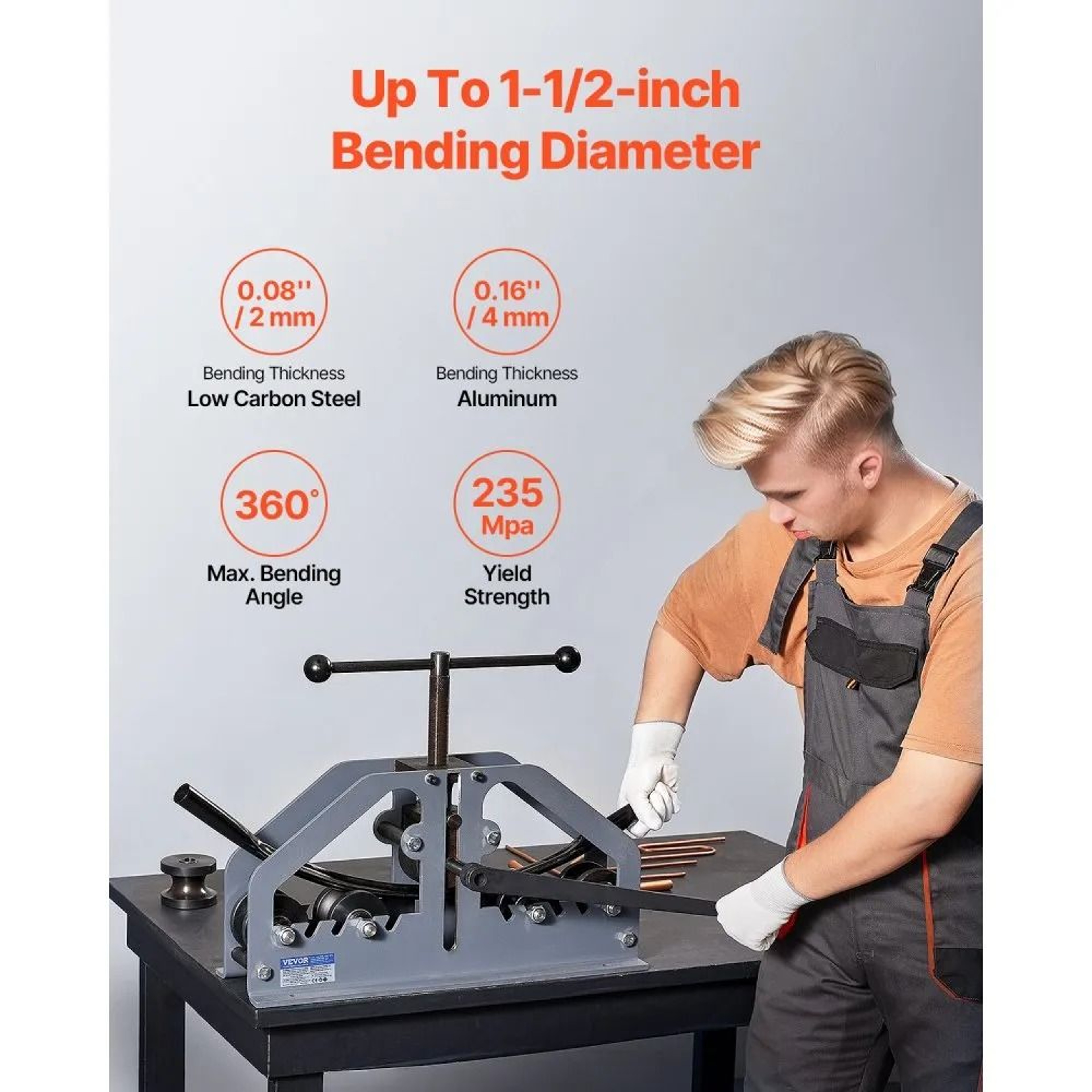 Manual Tube Roller Bender With 6 Dies For Round Square Tube And Flat Bar 1