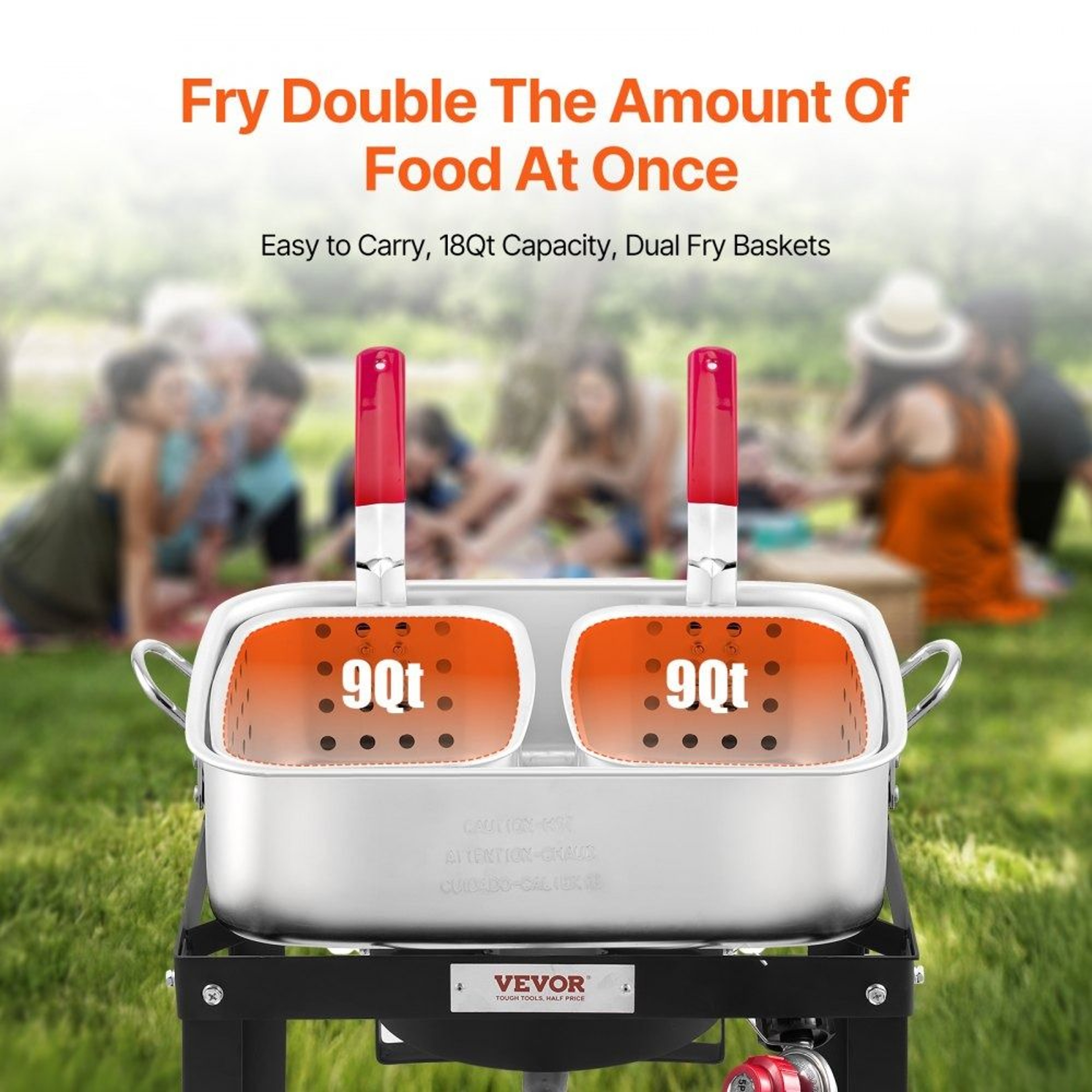 18 Qt Aluminum Propane Fish Fryer Kit With Dual Baskets And 58000 BTU Burner 2