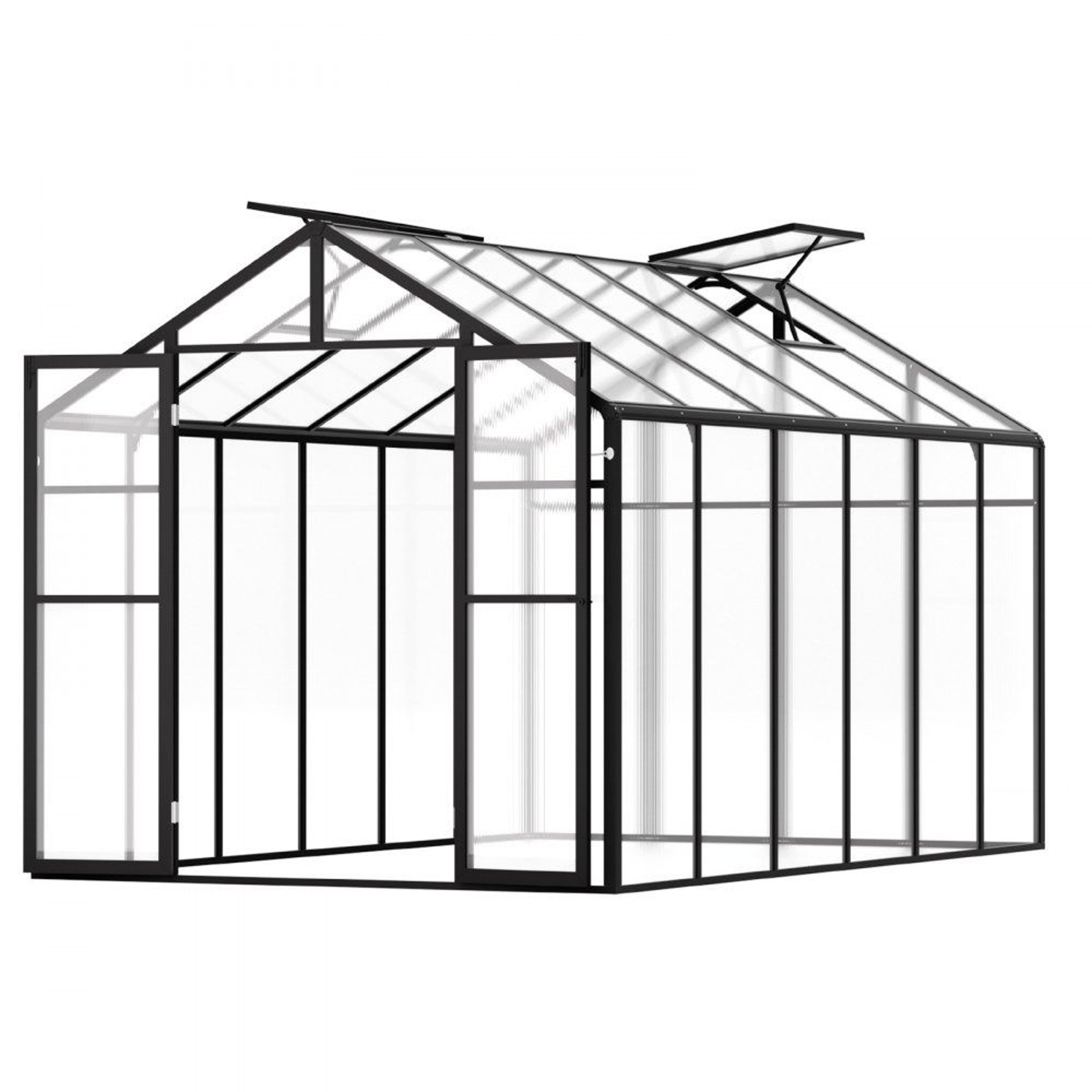 8 X 12 Ft Polycarbonate Greenhouse With Aluminum Frame And Adjustable Roof Vents 0