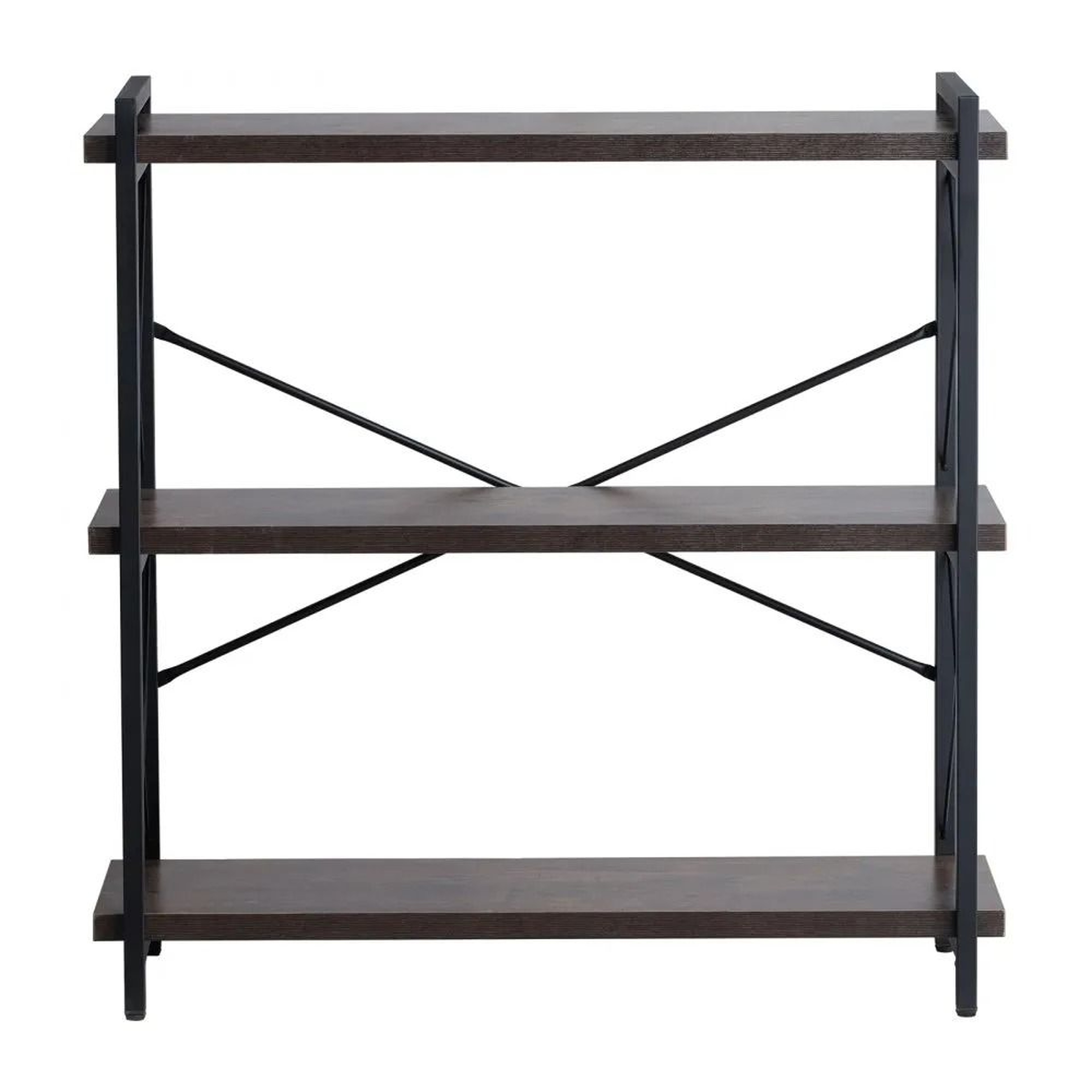 3Tier Industrial Metal Bookshelf With Open Shelves And Adjustable Feet 7