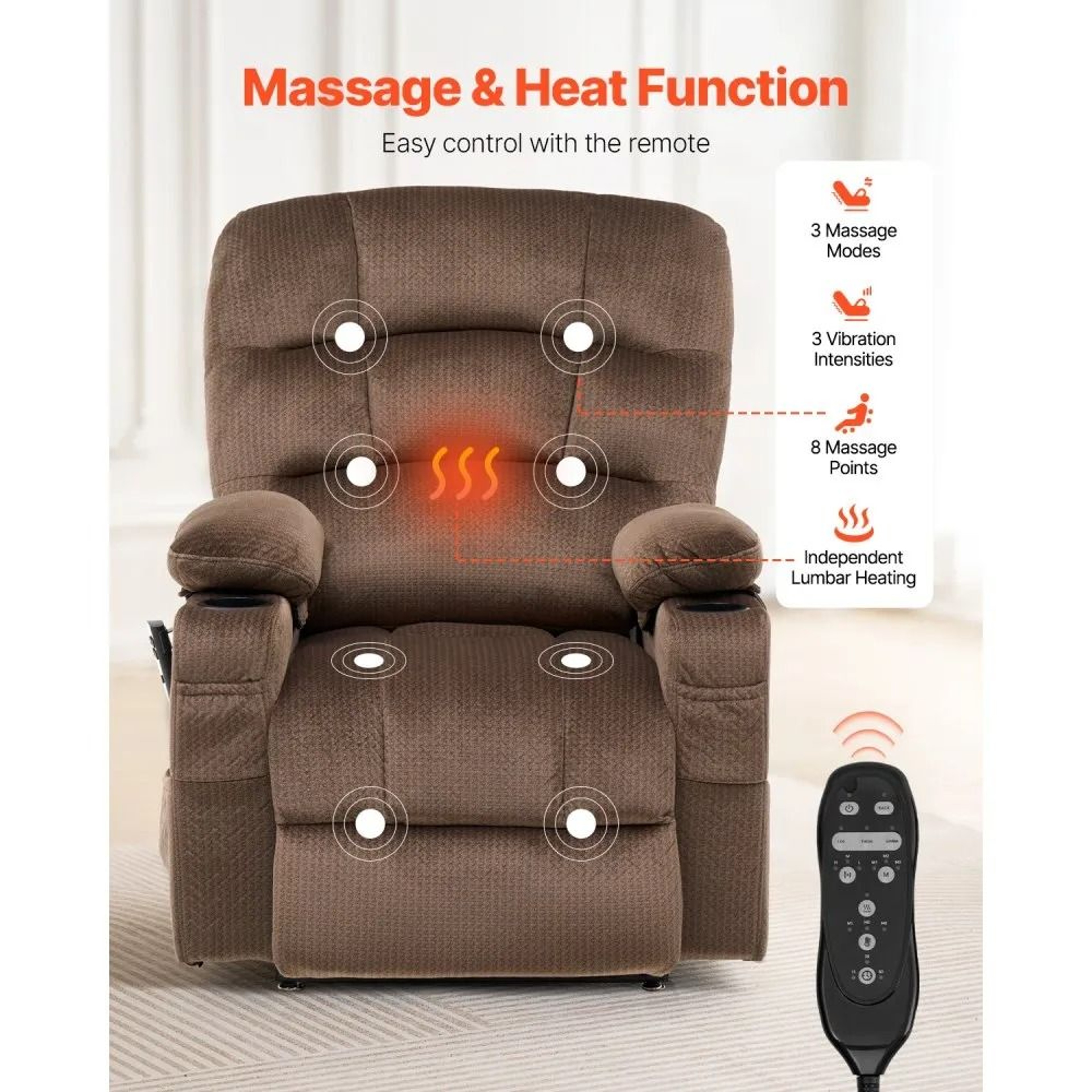 Dual Motor Power Lift Recliner Chair With Heat Massage Cup Holders And USB Charging 1