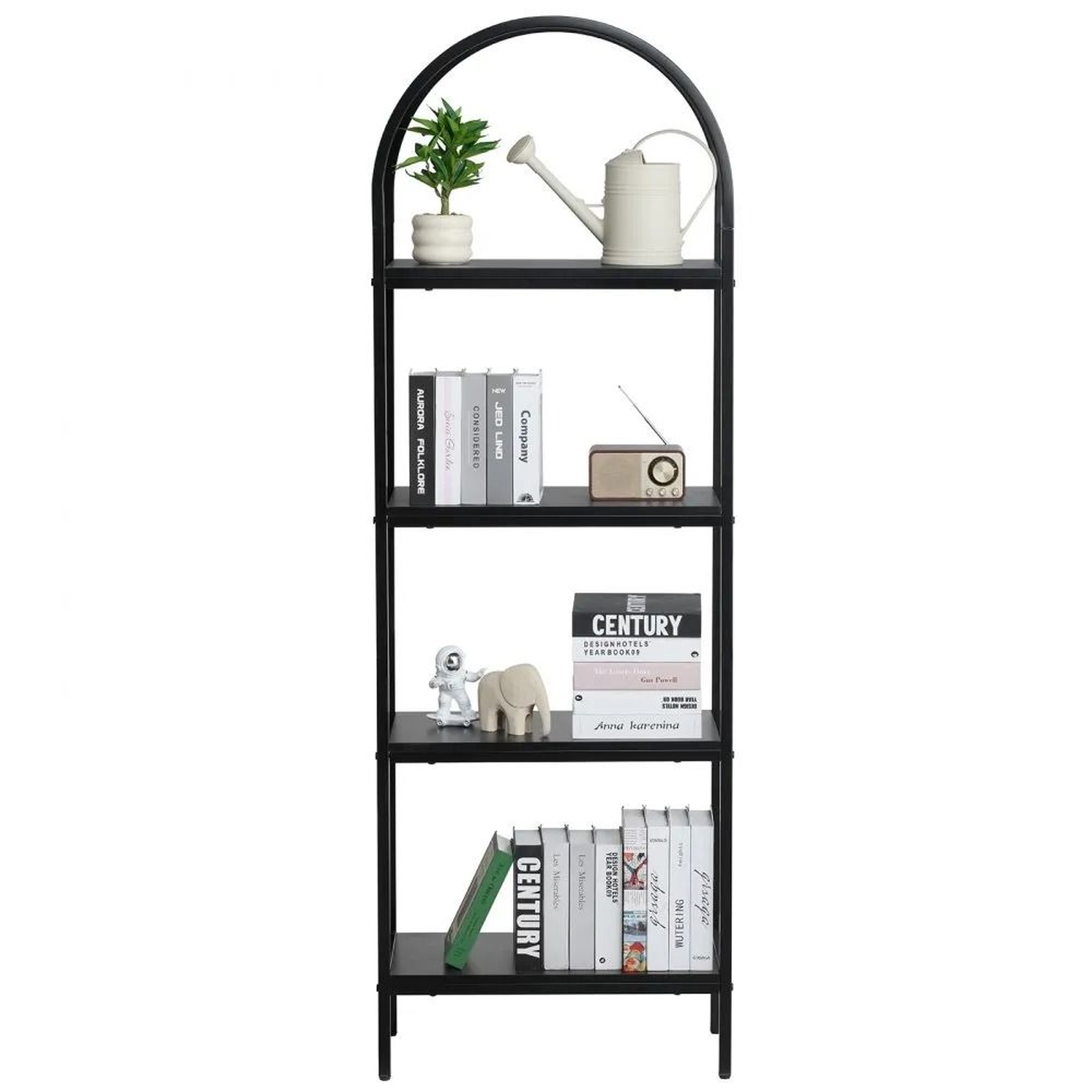 4Tier Arched Metal Bookshelf With MDF Open Shelves 8