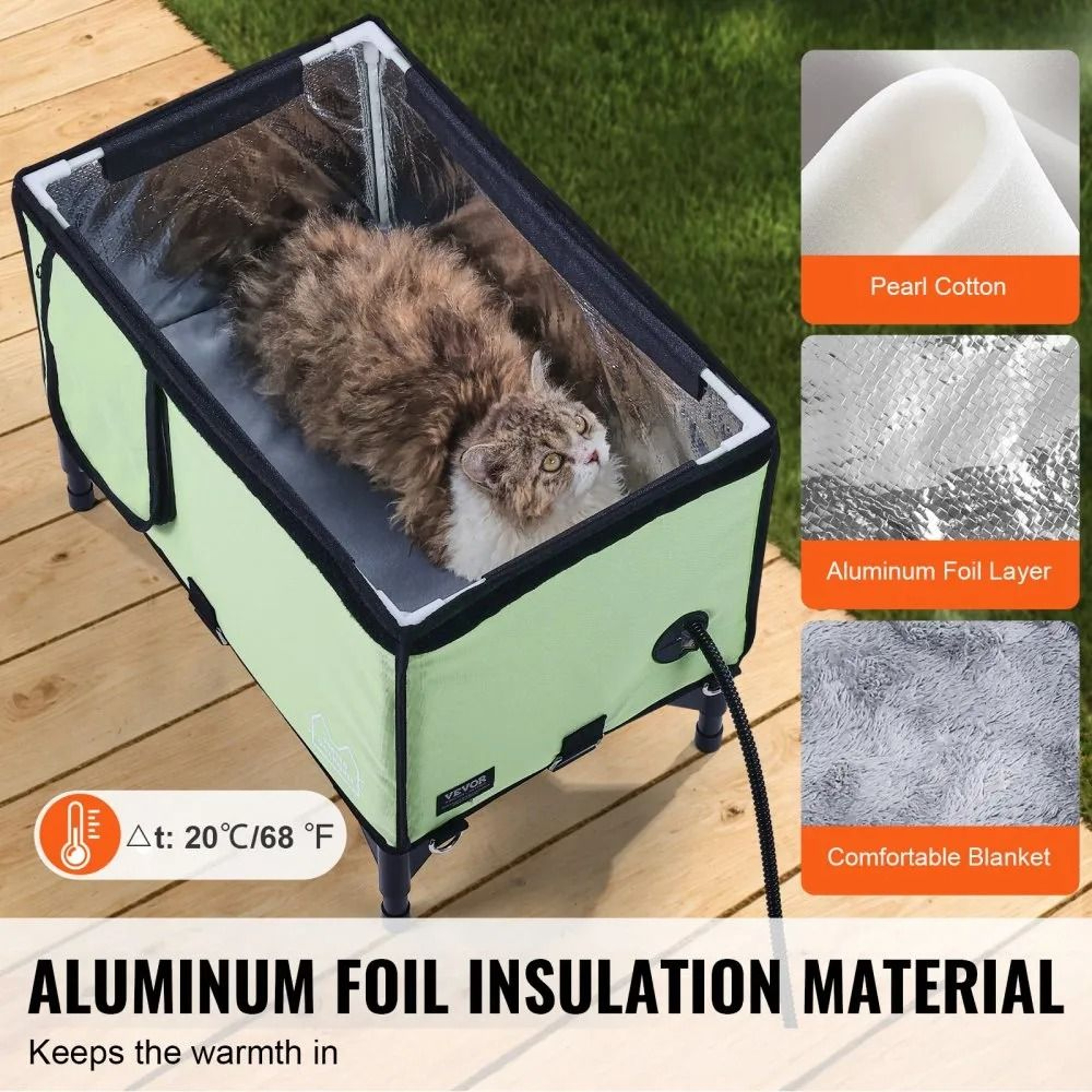 Elevated Heated Cat House With Adjustable Temperature Timer And Waterproof Oxford Cloth 4