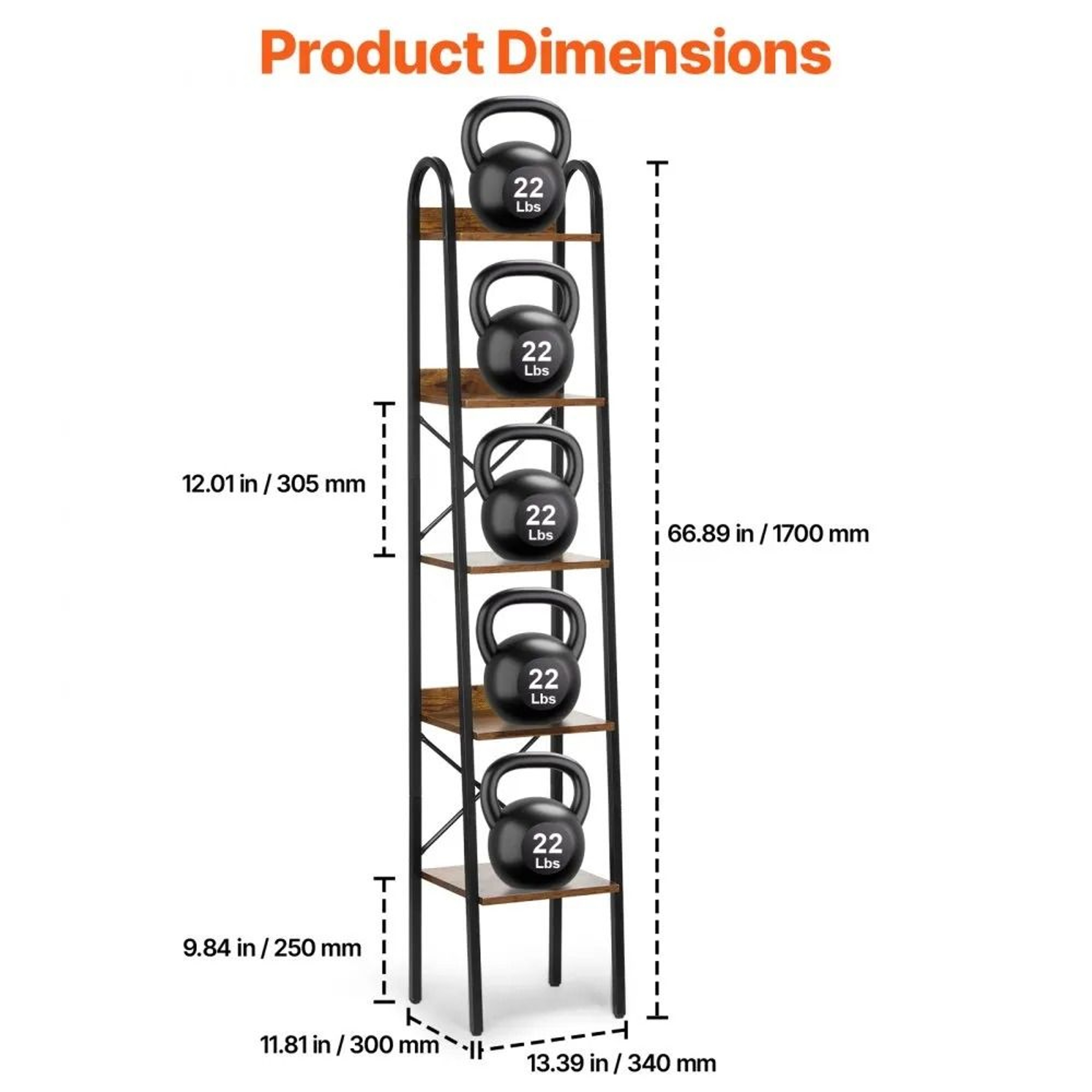 5Tier Metal Bookshelf Tall Narrow Industrial Storage Bookcase With Open Shelves 6