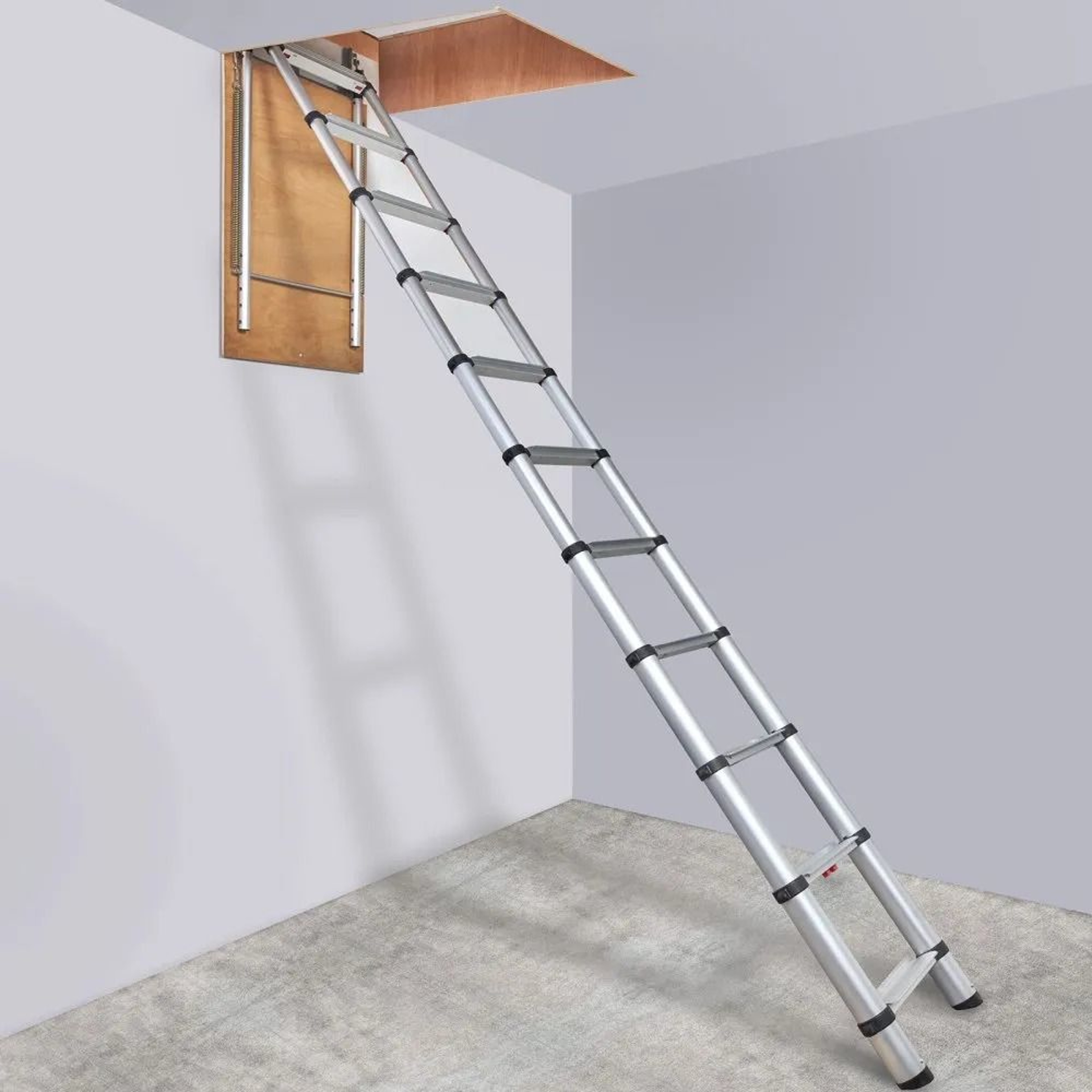 Telescoping Attic Ladder With Concealed Door 350 Lb Capacity For 98 To 105 Ft Ceilings 5