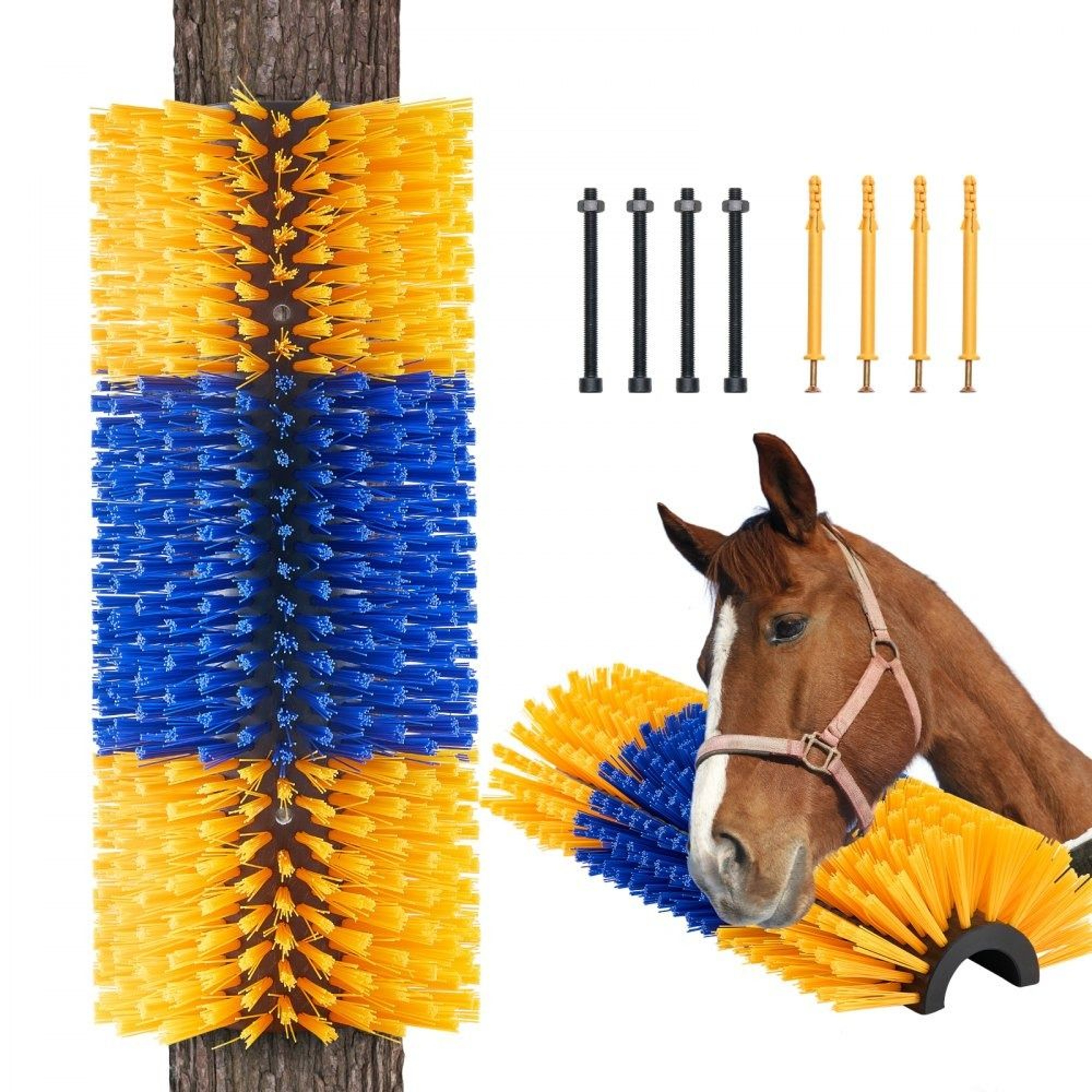 Livestock Scratching Brush With Reinforced Bristles And Mounting Screws 0