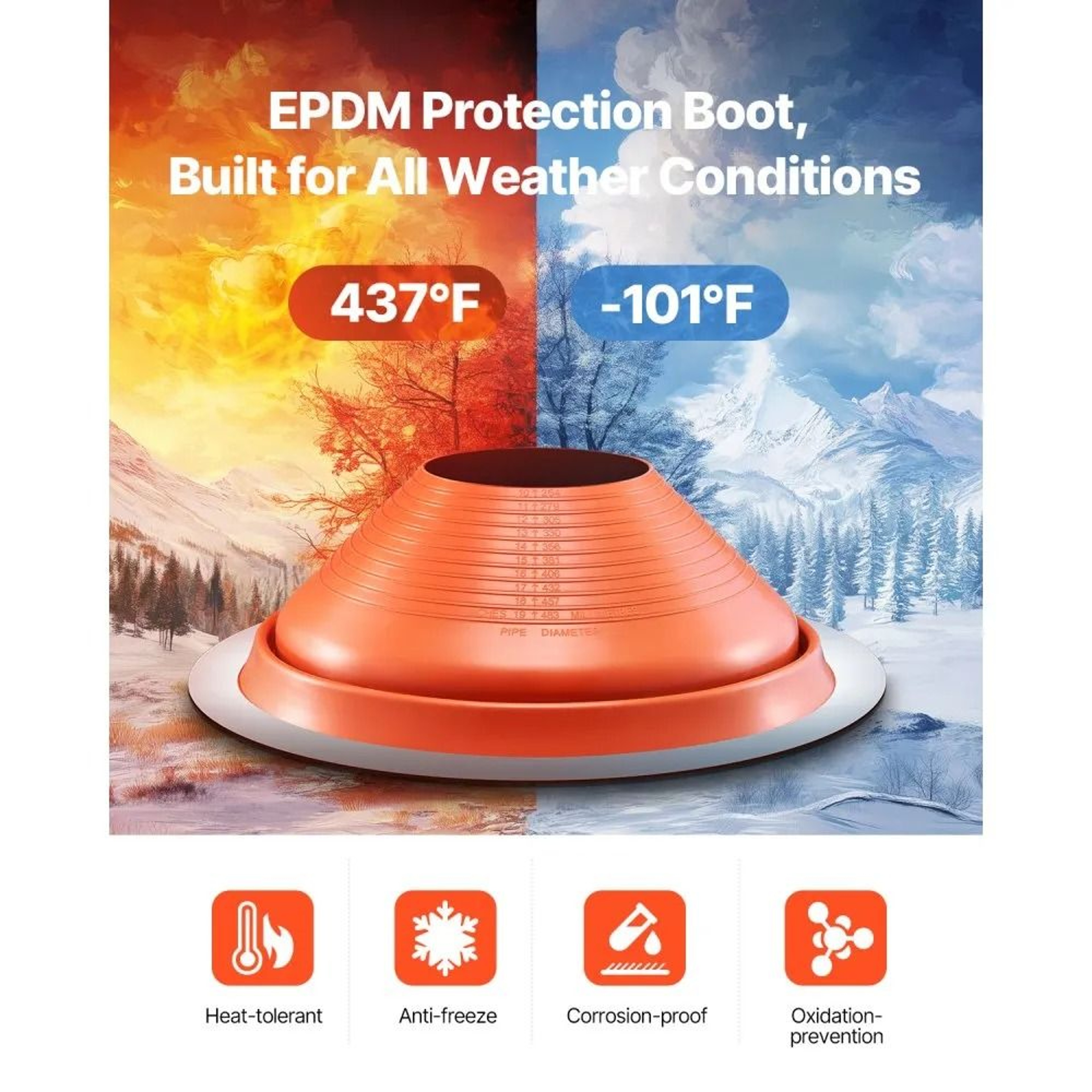 Flexible Silicone Roof Pipe Flashing Boot For 10 To 19 Inch Pipes 2