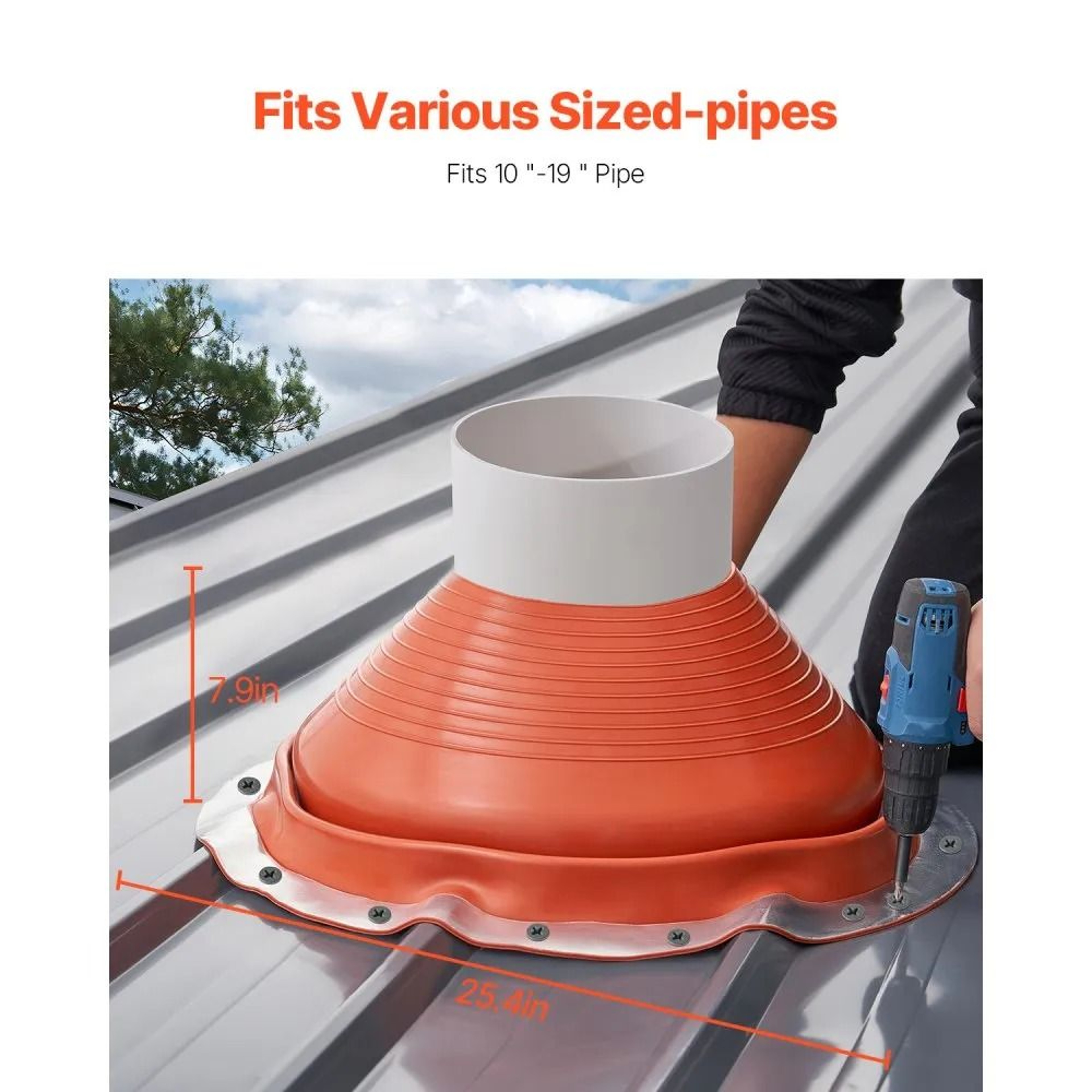Flexible Silicone Roof Pipe Flashing Boot For 10 To 19 Inch Pipes 3