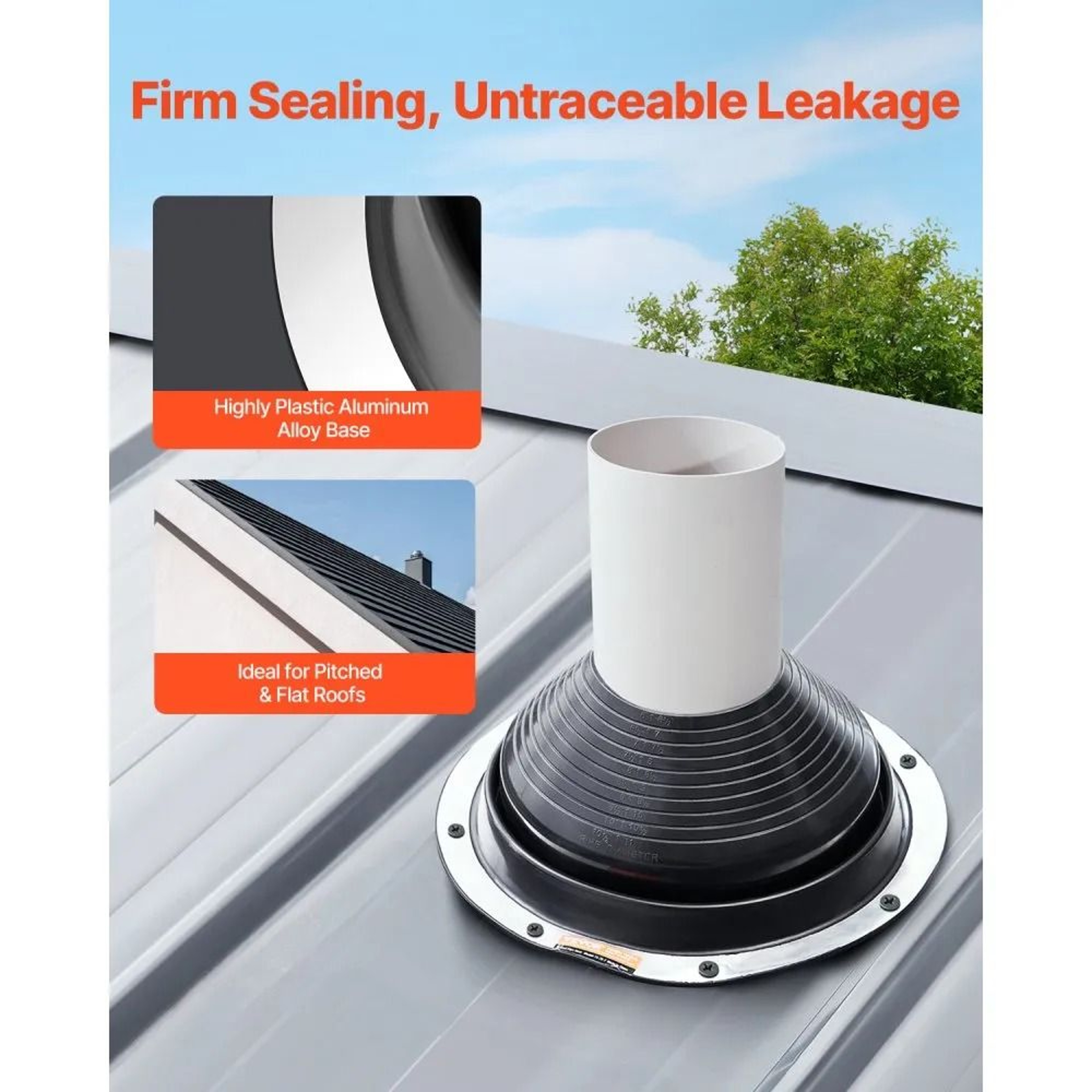 EPDM Roof Pipe Flashing Boots For 6 To 11 Inch Pipes With Flexible Aluminum Base 5