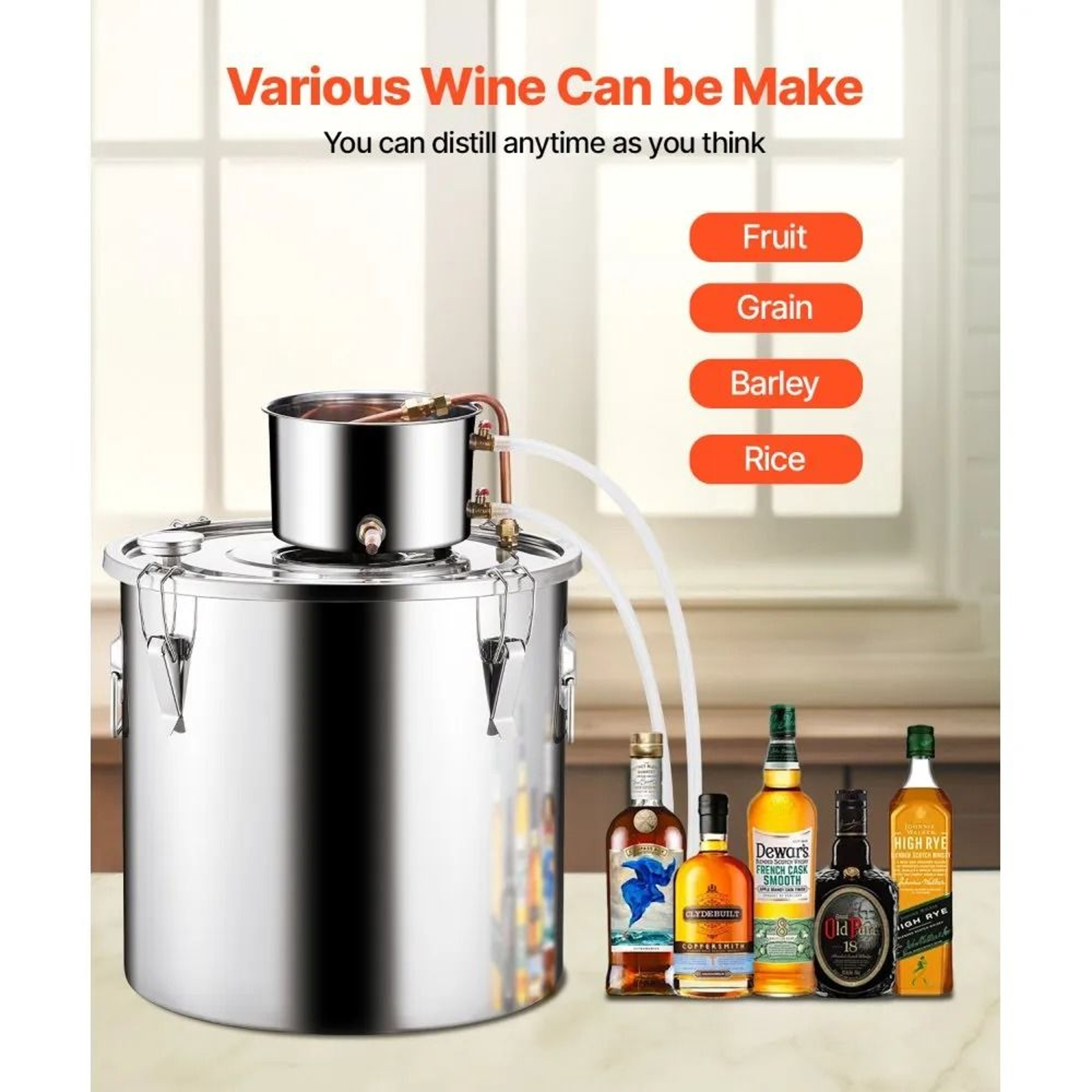132 Gallon Stainless Steel Alcohol Still With Copper Coil Thermometer And Cooling Pump 2