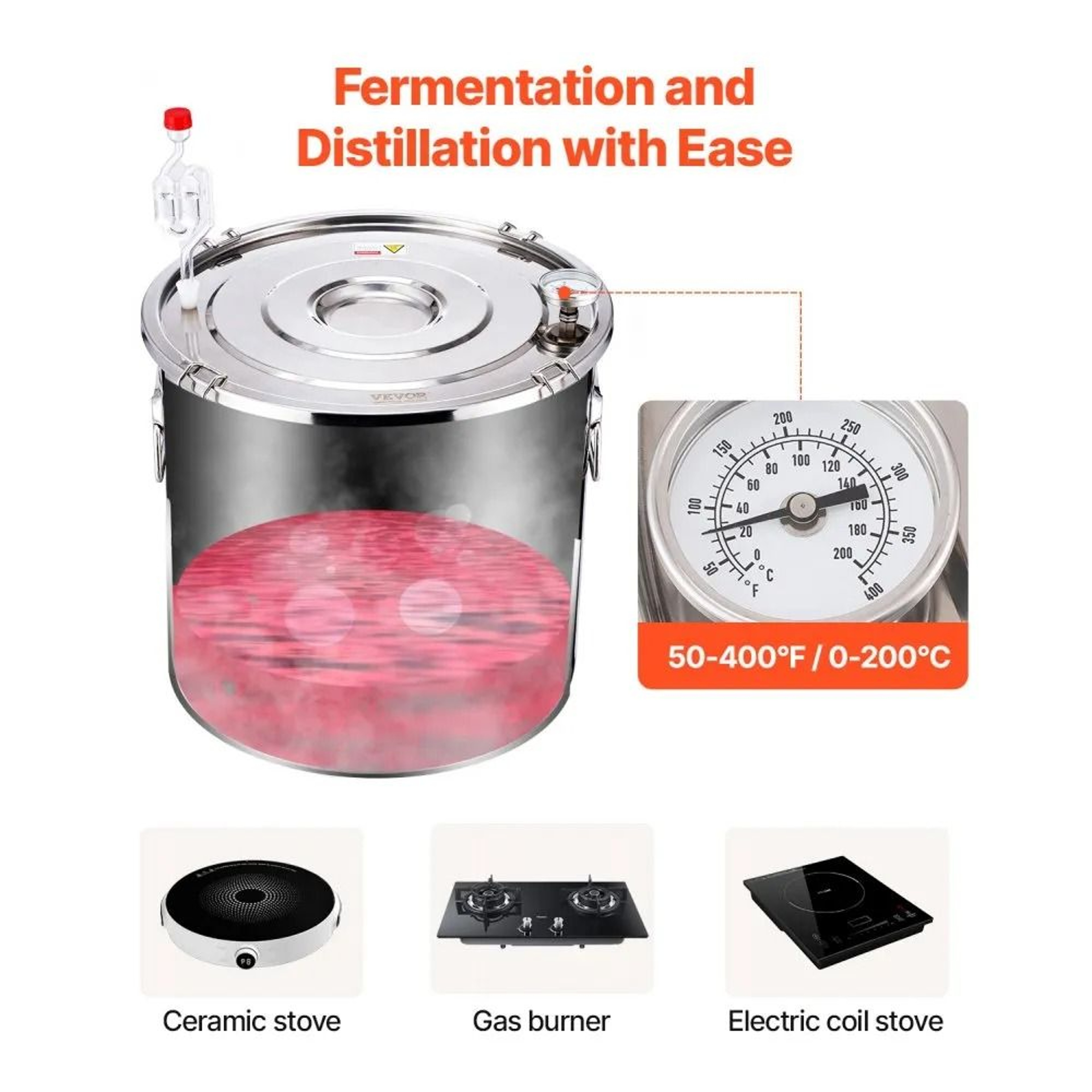 132 Gallon Stainless Steel Alcohol Still With Copper Coil Thermometer And Cooling Pump 4