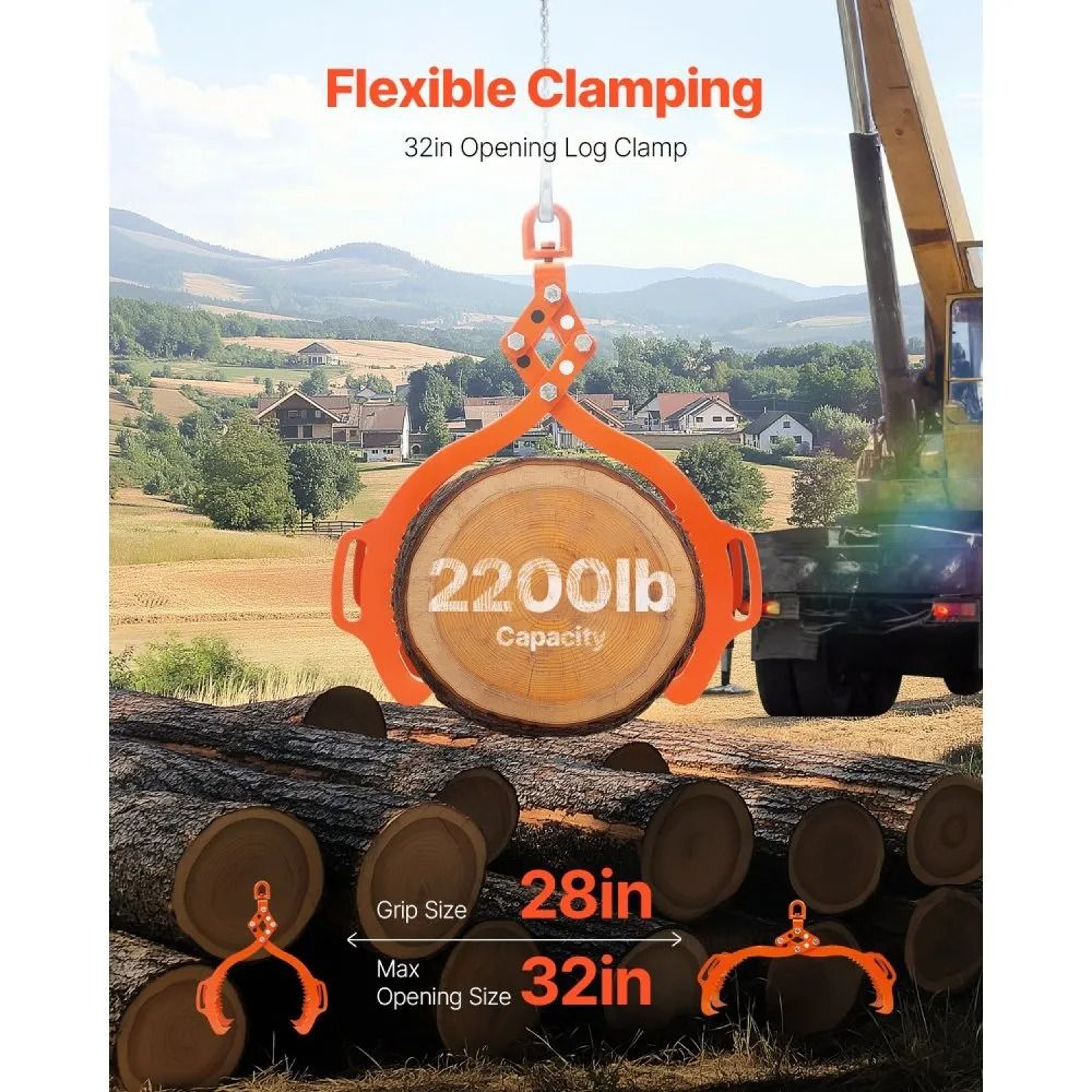32 Inch Heavy Duty Steel Log Lifting Tongs With 4 Claw Grip And 2200 Lb Capacity 3