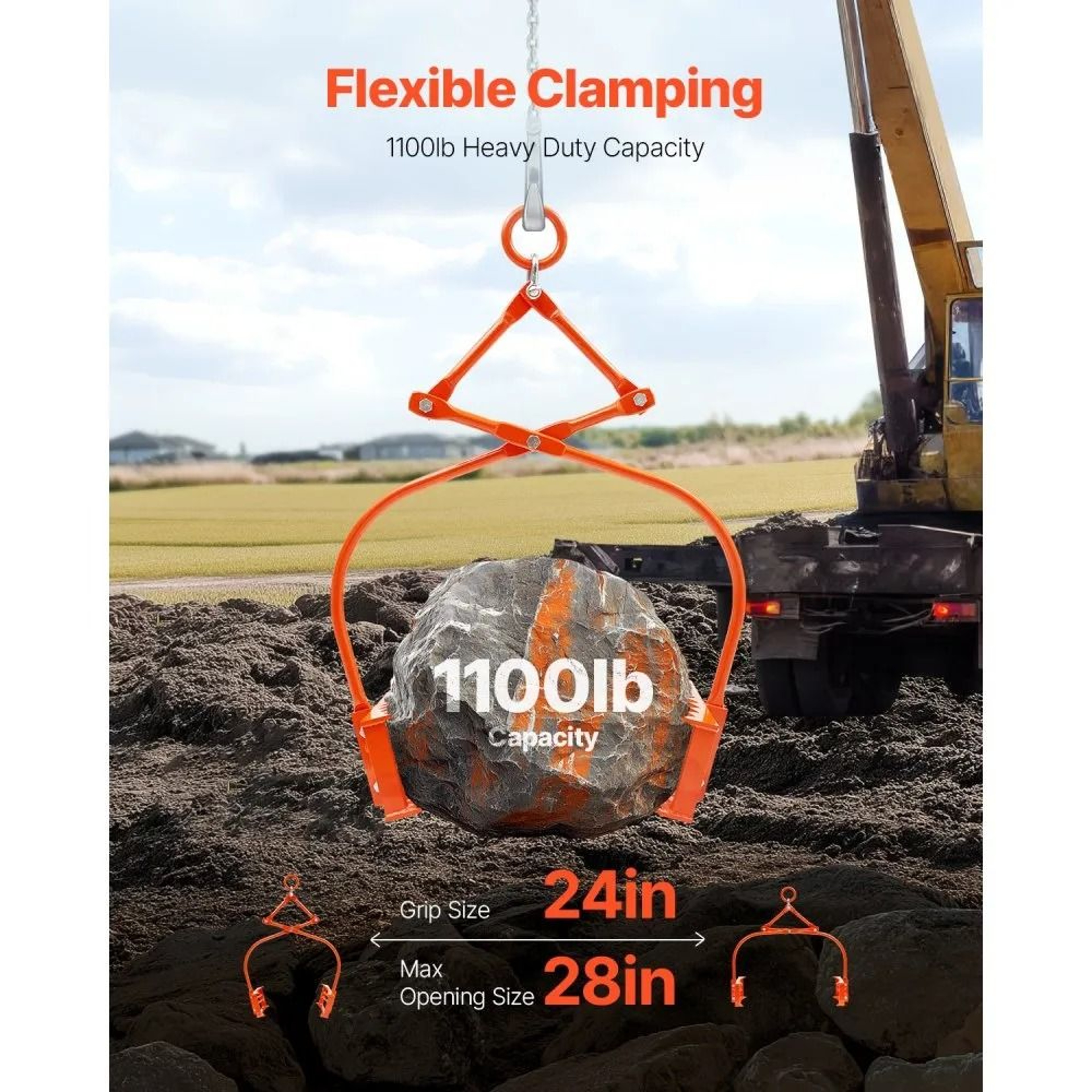 Heavy Duty Stone Lifting Tongs With 1100 Lb Static Capacity And 28 In Maximum Opening 1
