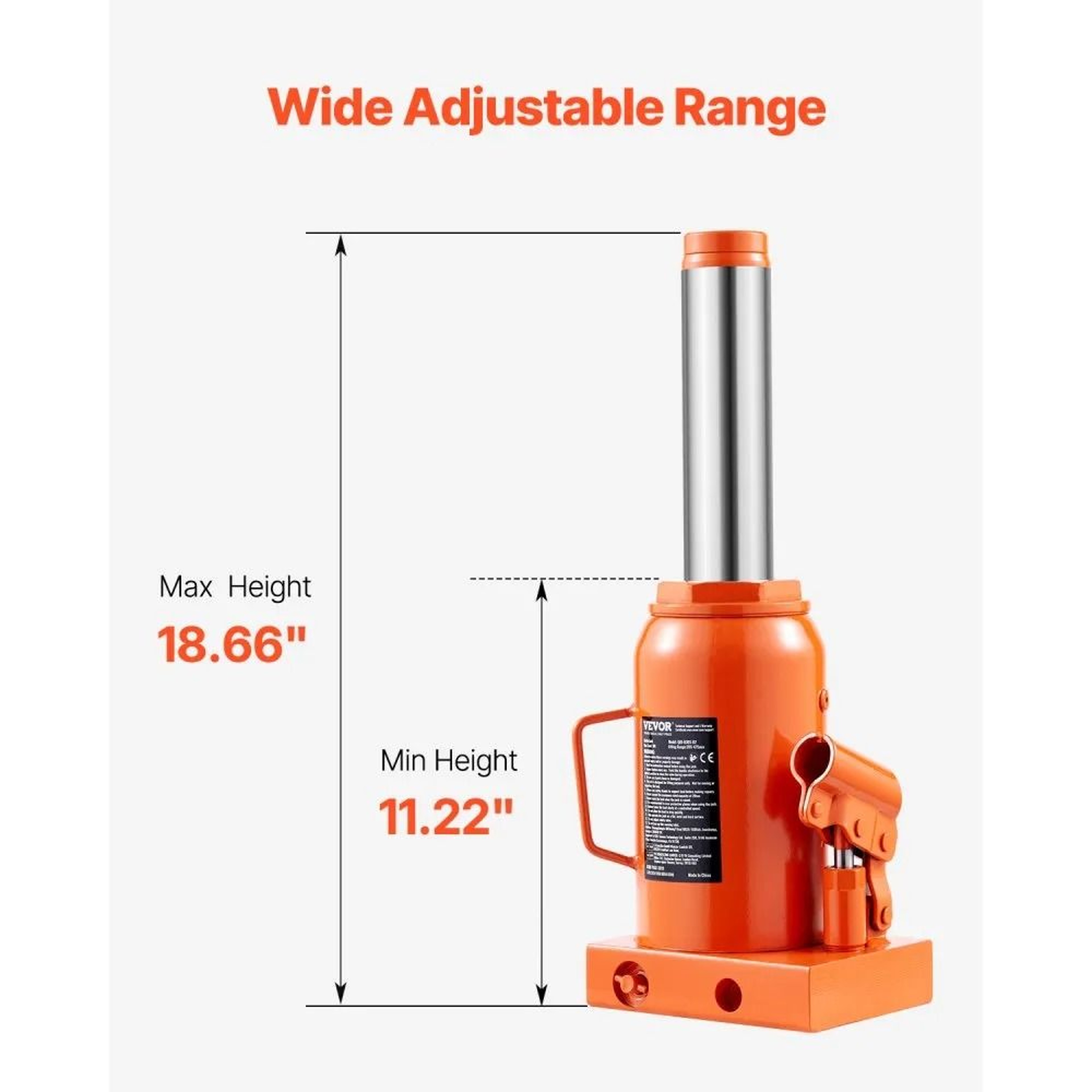 30 Ton Hydraulic Bottle Jack With 1122 To 1866 Inch Lifting Range 5