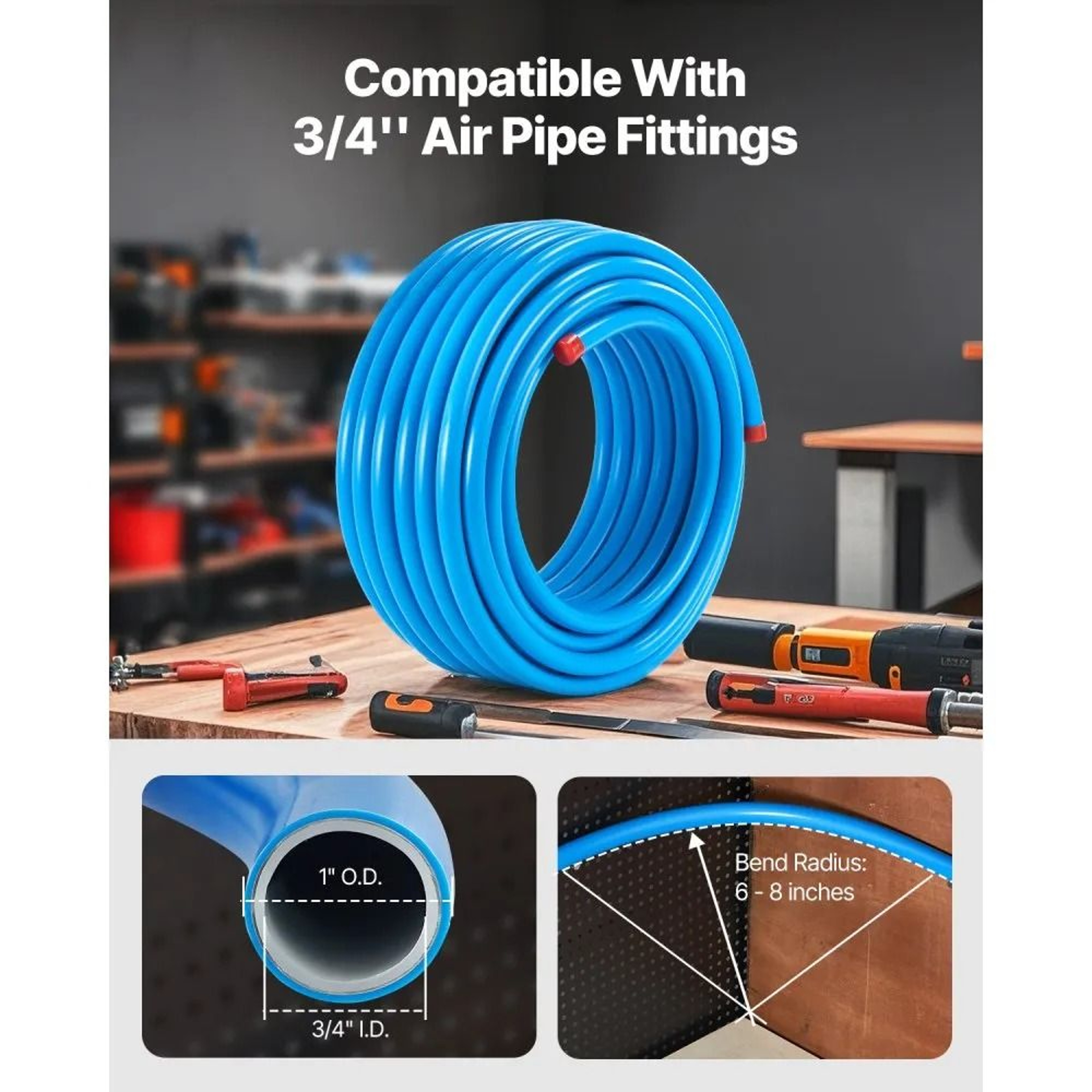 100 Ft Compressed Air Line Kit With 34 Inch HDPE Aluminum Tubing 1
