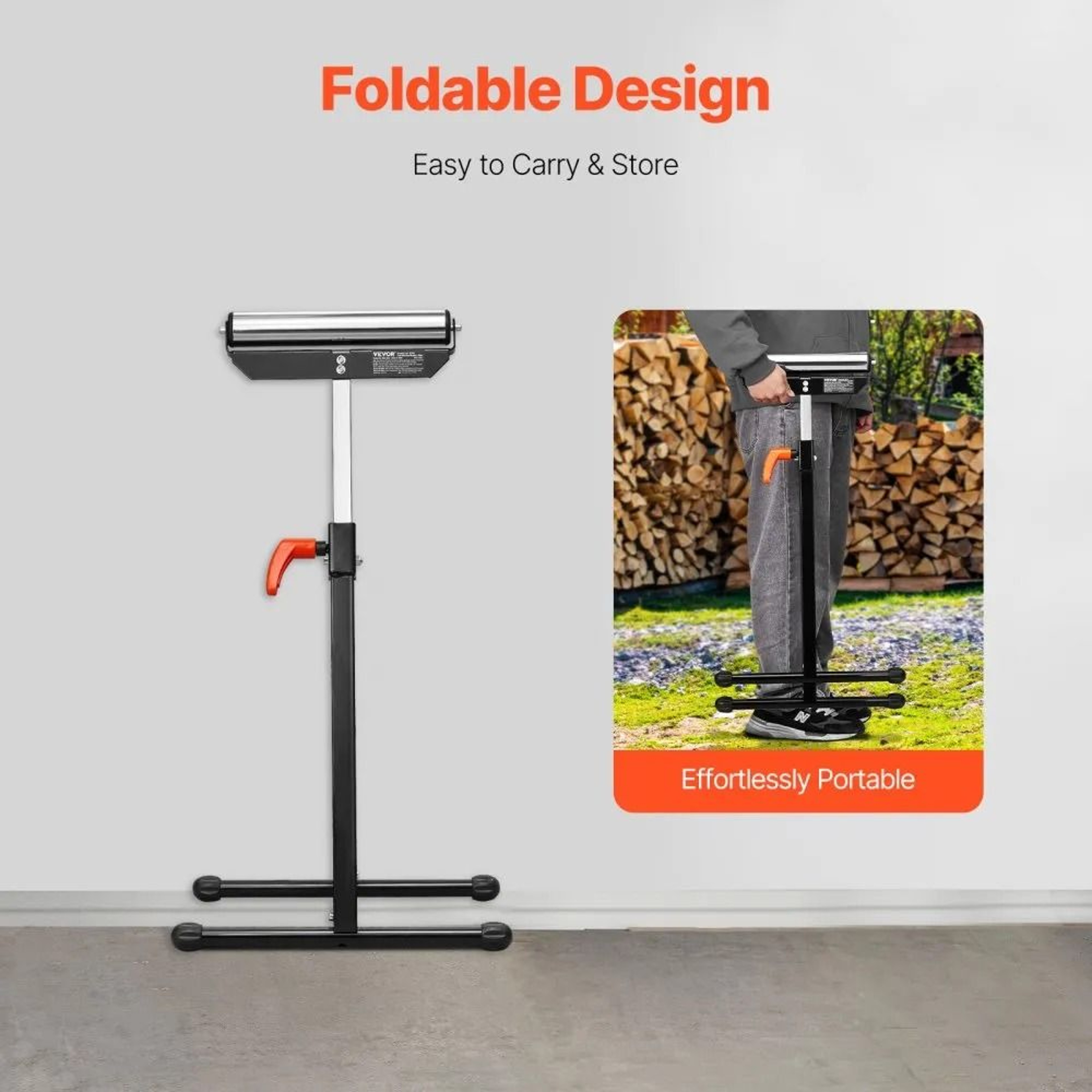 2Pack Adjustable Roller Stands With 135 Lb Capacity And Folding Steel Design 3