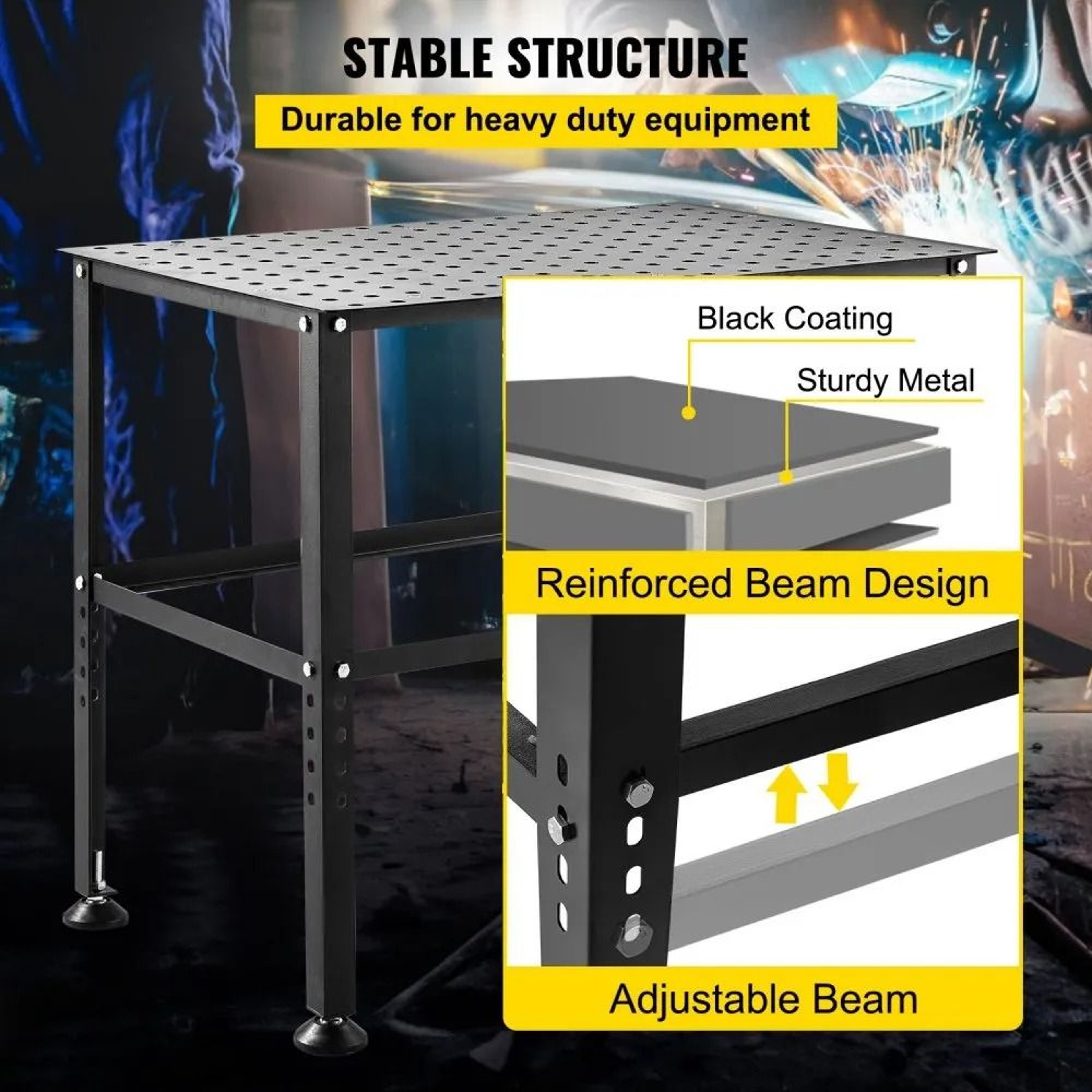 Heavy Duty Welding Table 36 X 24 Inch With 800 Lb Capacity And Adjustable Feet 4