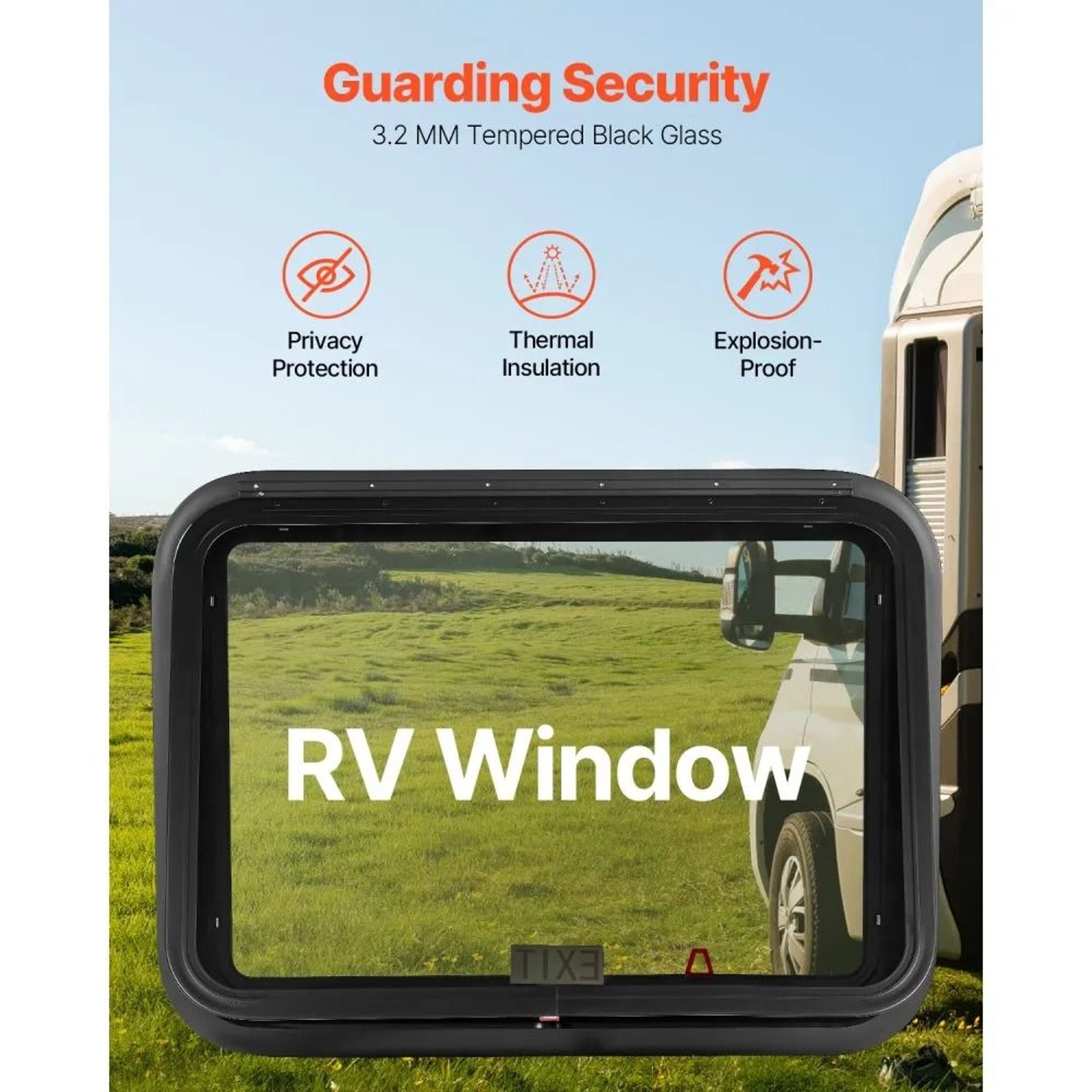 30 X 22 Inch Tinted RV Exit Window With Screen And Aluminum Frame 2
