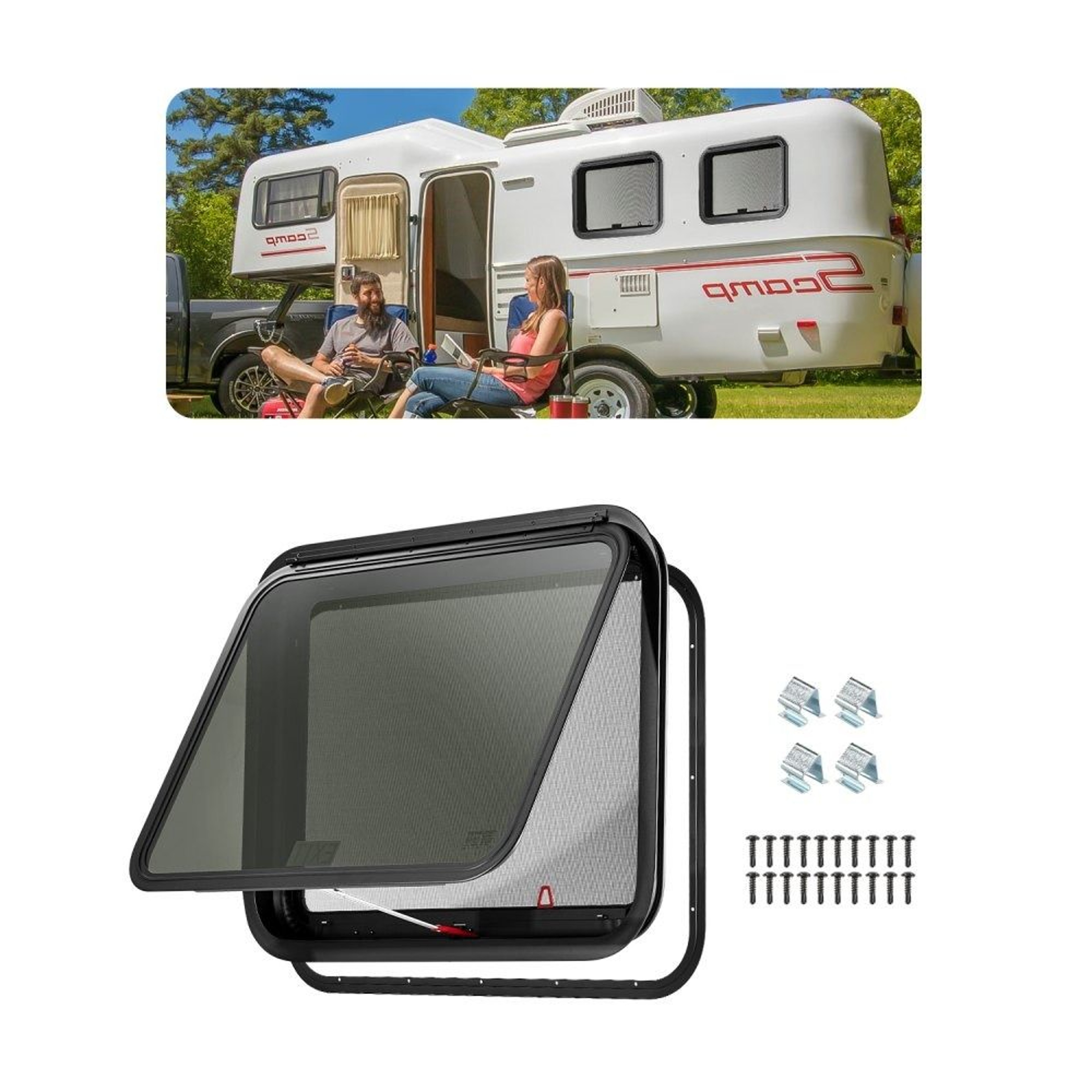 30 X 22 Inch Tinted RV Exit Window With Screen And Aluminum Frame 0