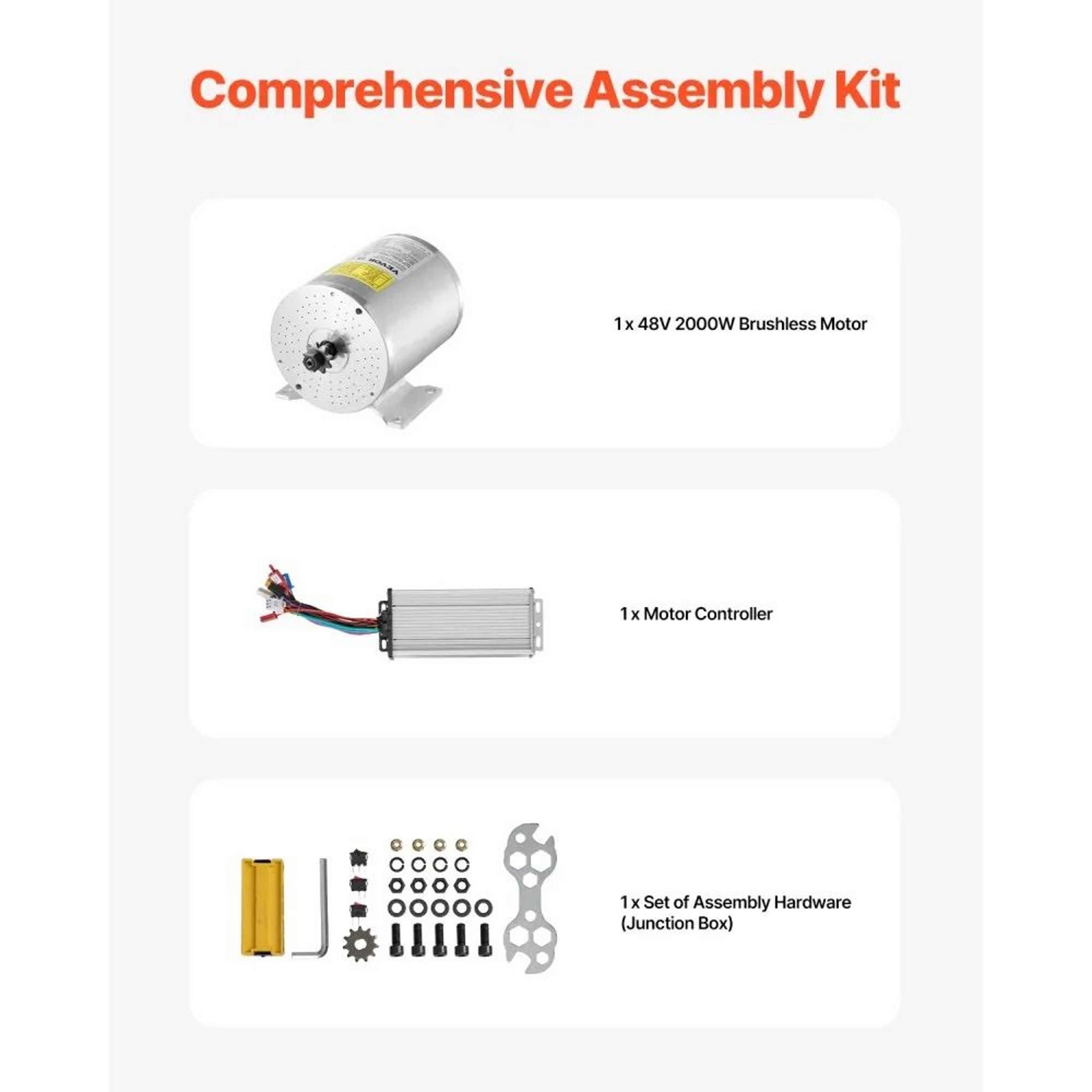 48V 2000W Electric Brushless DC Motor Kit With Upgraded Speed Controller 4300 RPM 3