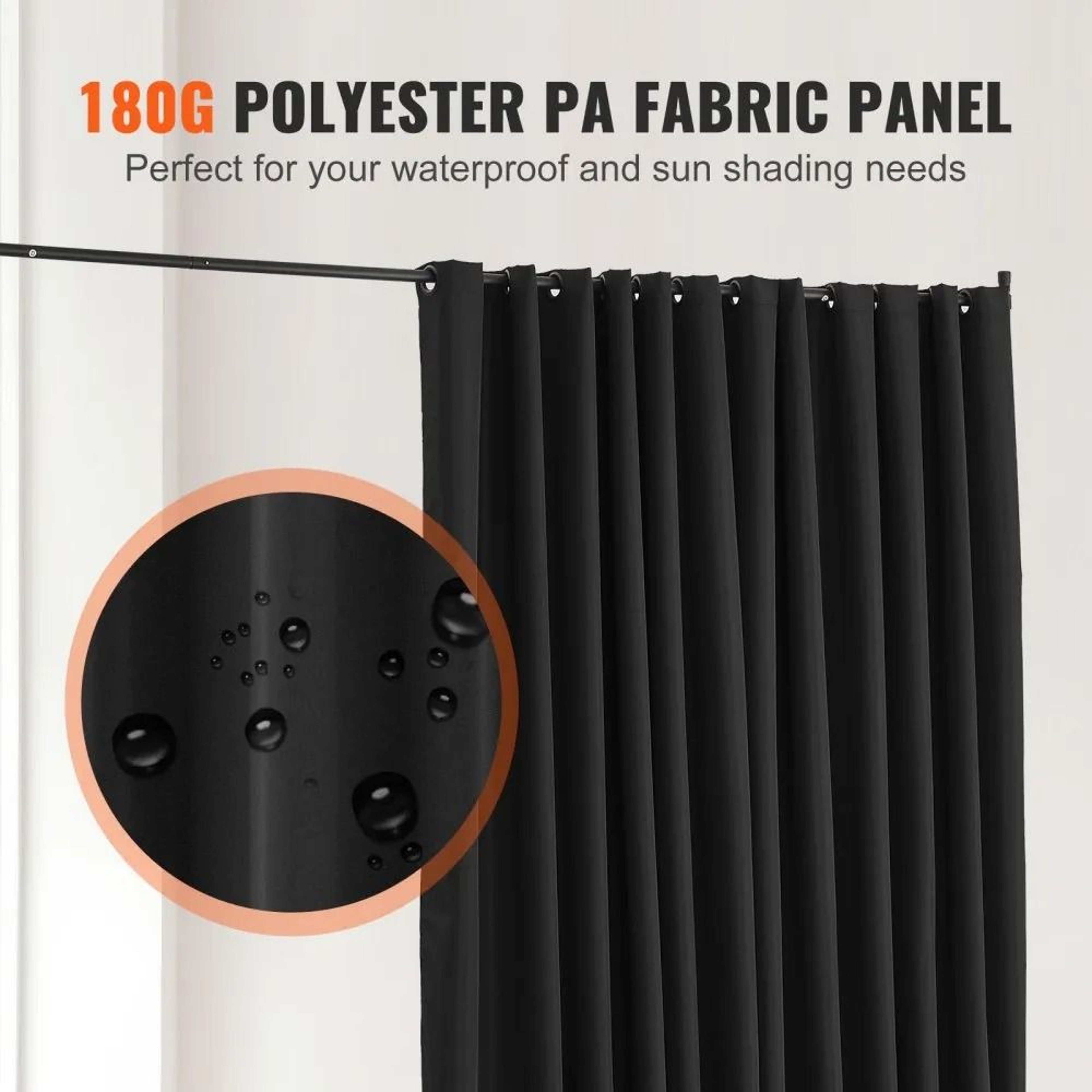 Portable Panel Room Divider Privacy Screen With Wheels And Curtain Stand Black 2