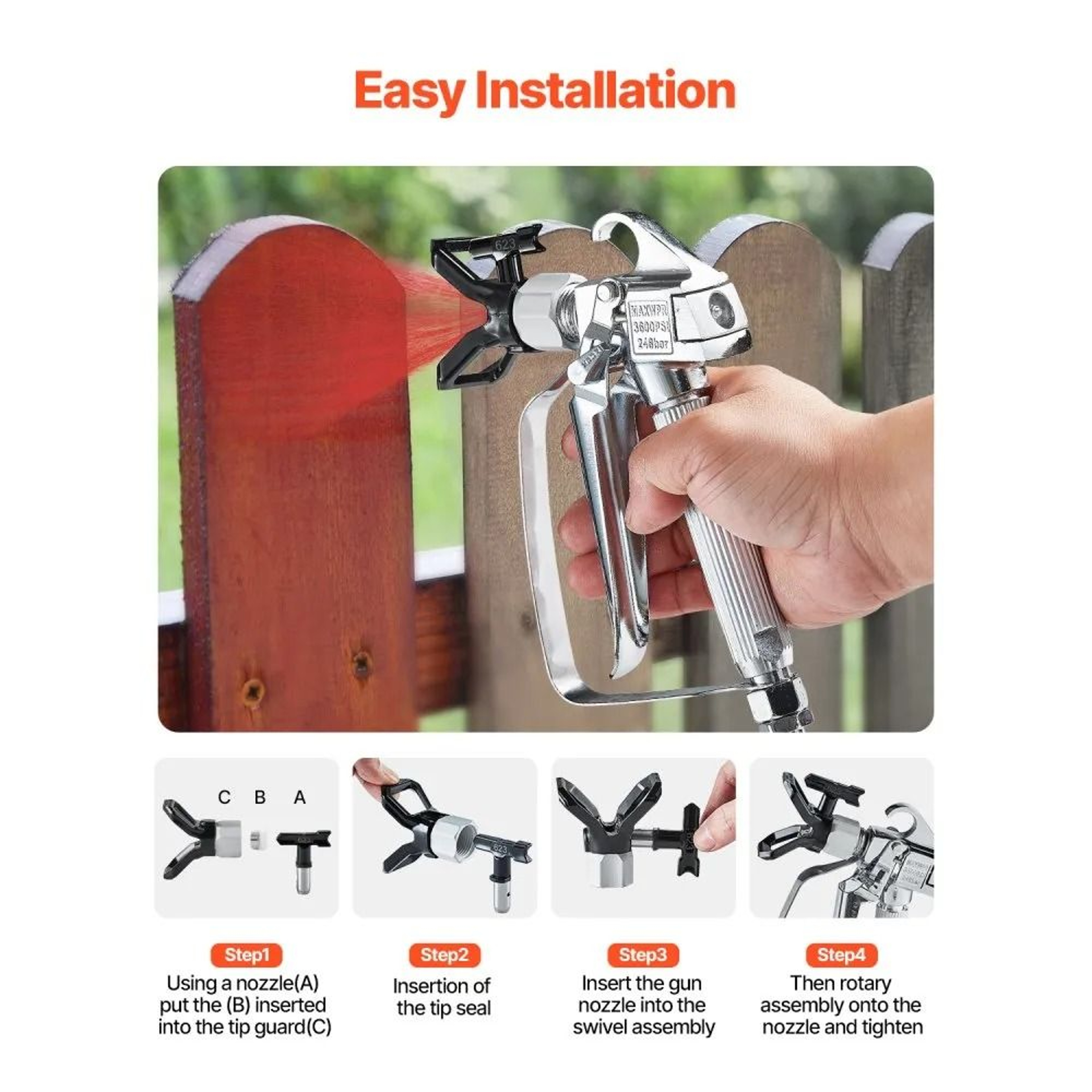 3600PSI High Pressure Airless Paint Sprayer Gun Kit With 517 Tip Filters And Cleaning Accessories 1