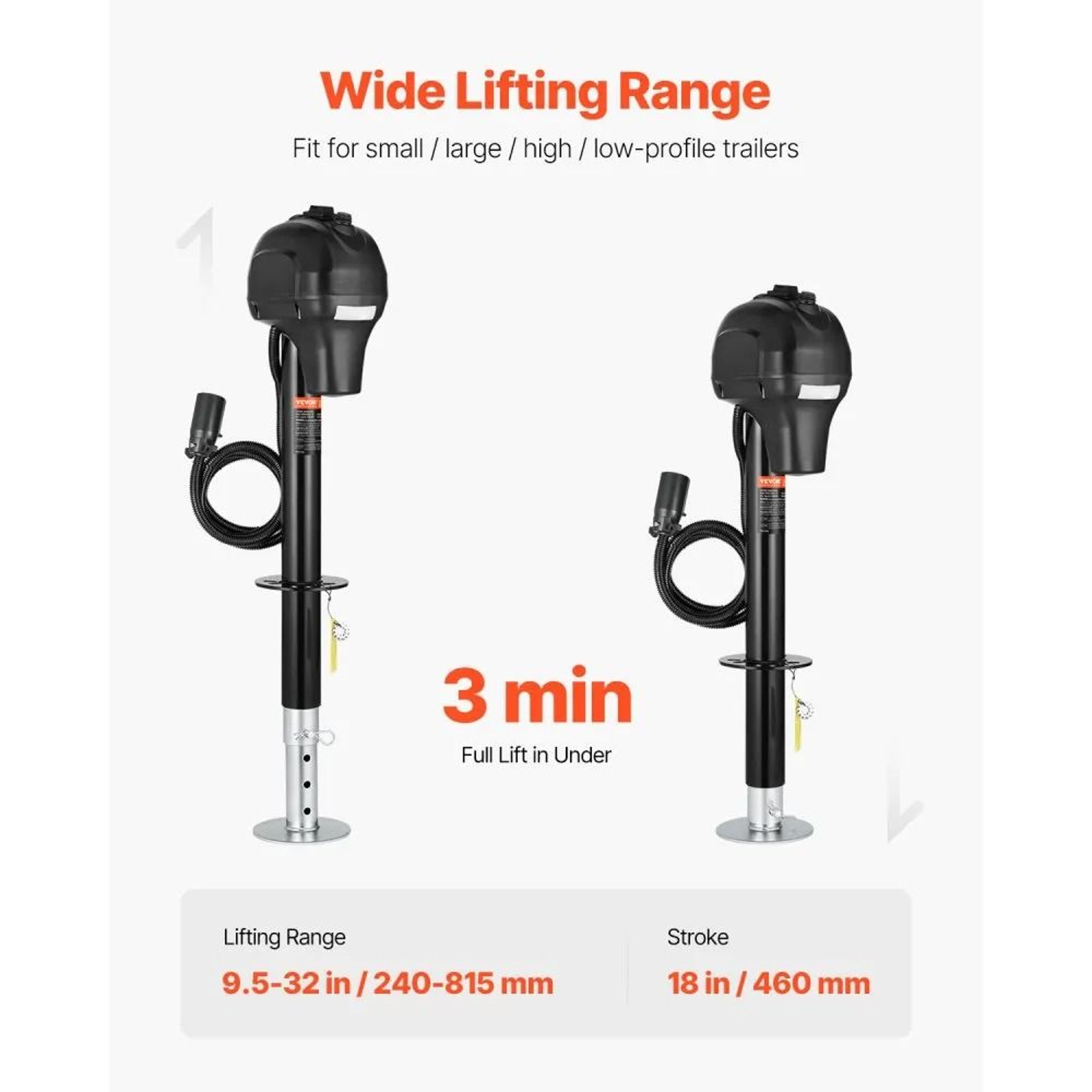 3500 Lb Electric Trailer Jack With 7Pin Connector And LED Light 3