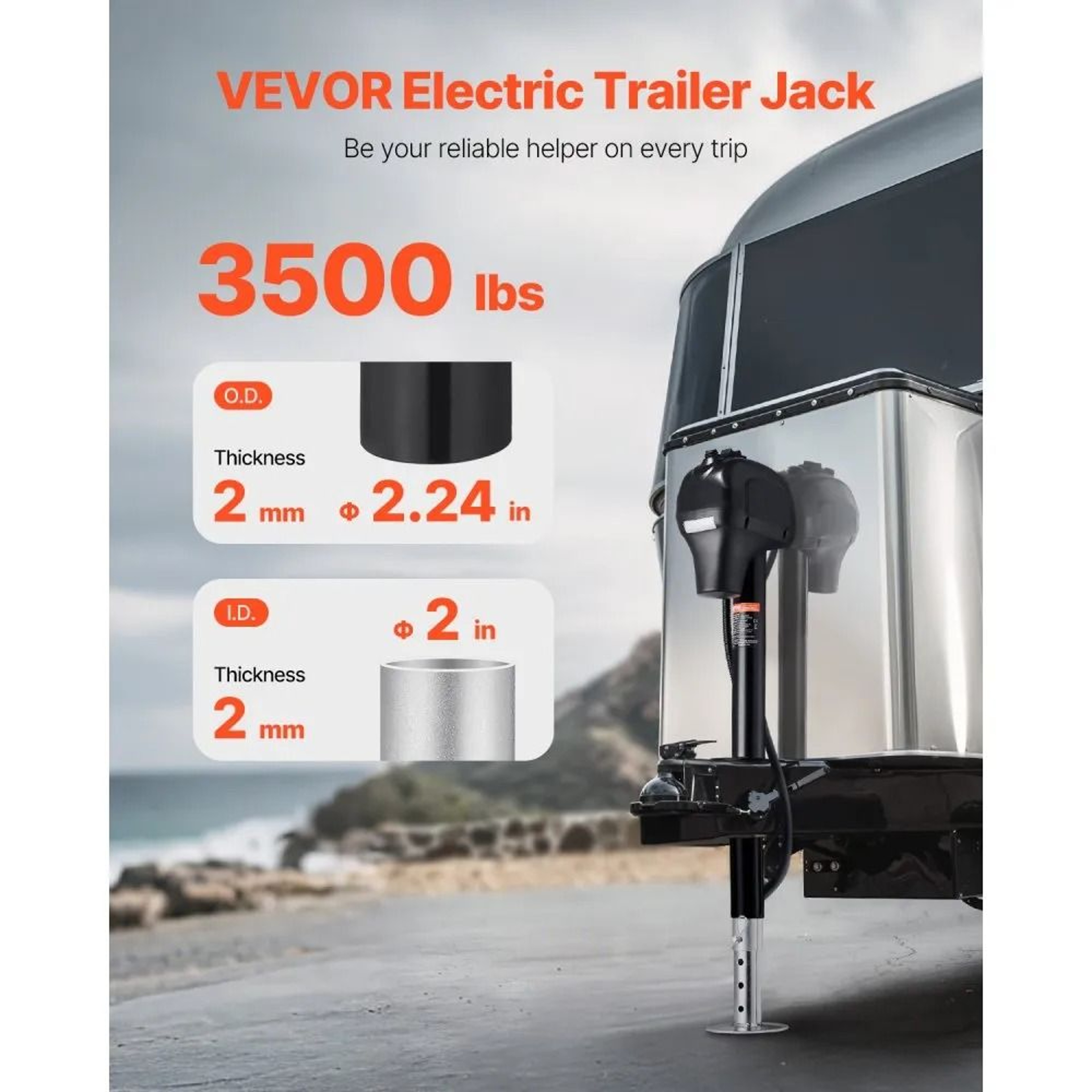 3500 Lb Electric Trailer Jack With 7Pin Connector And LED Light 2