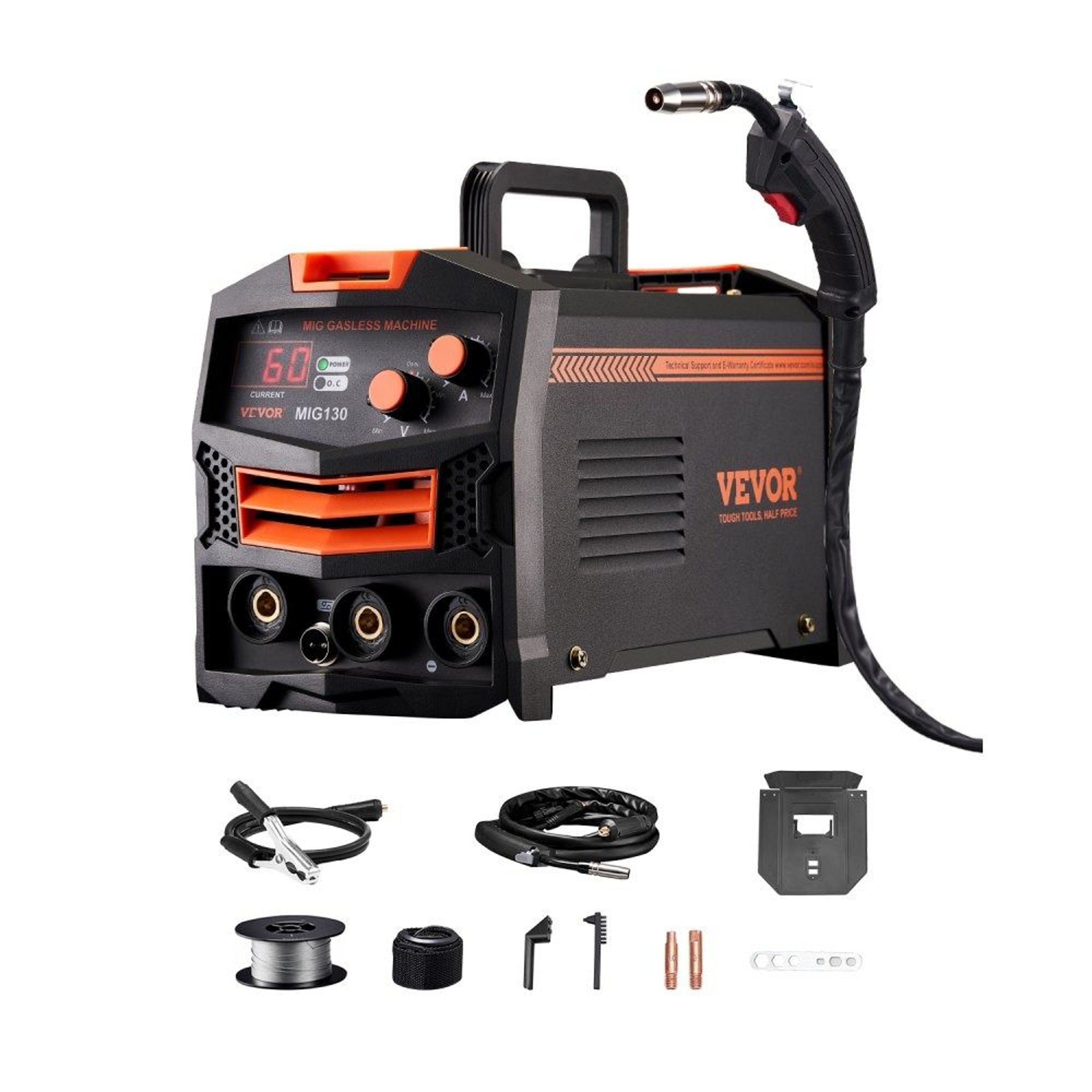 130A Gasless MIG Welder With Synergic Control And Digital Display 0