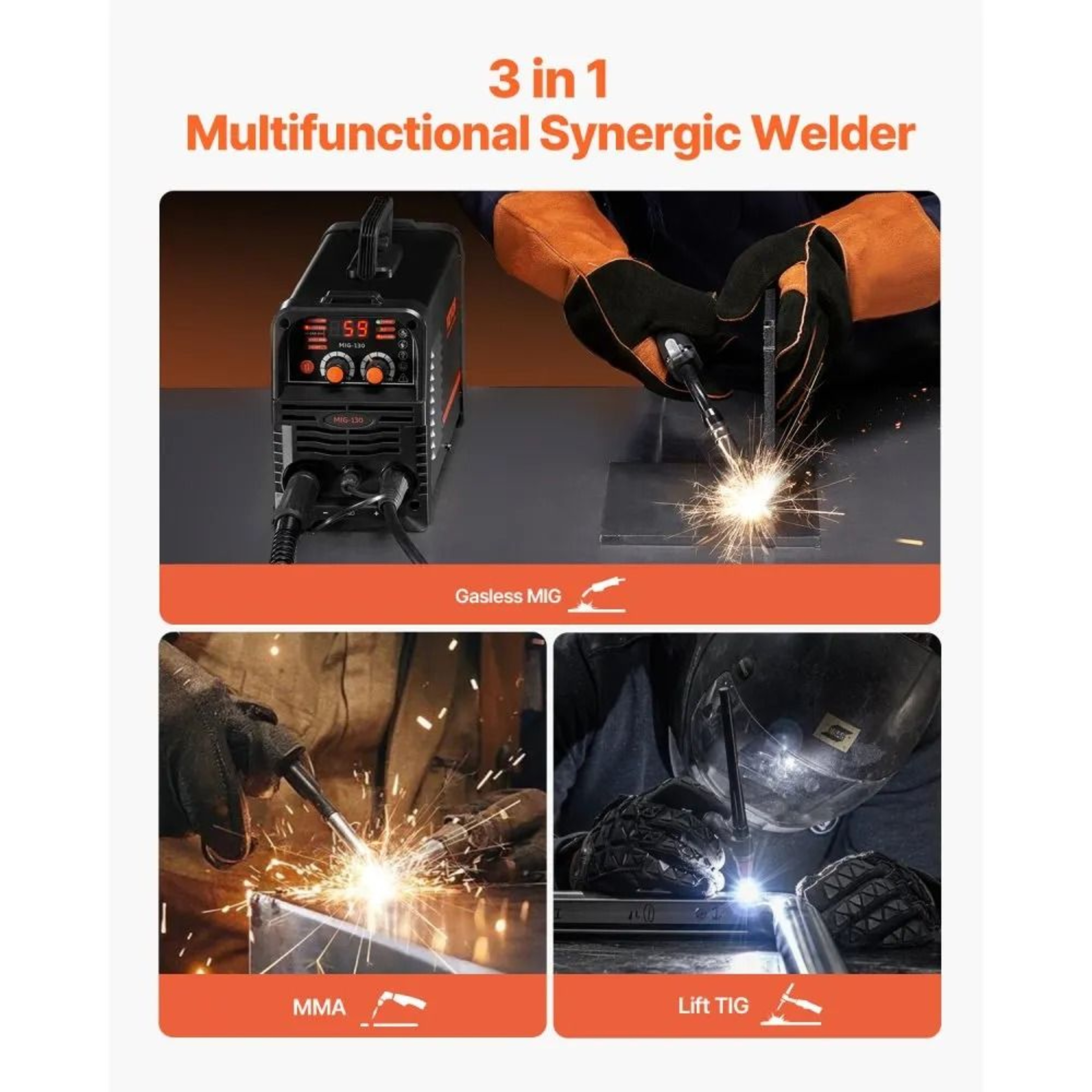 130A 3in1 MIG Welder With Synergic Control And Digital Display 6