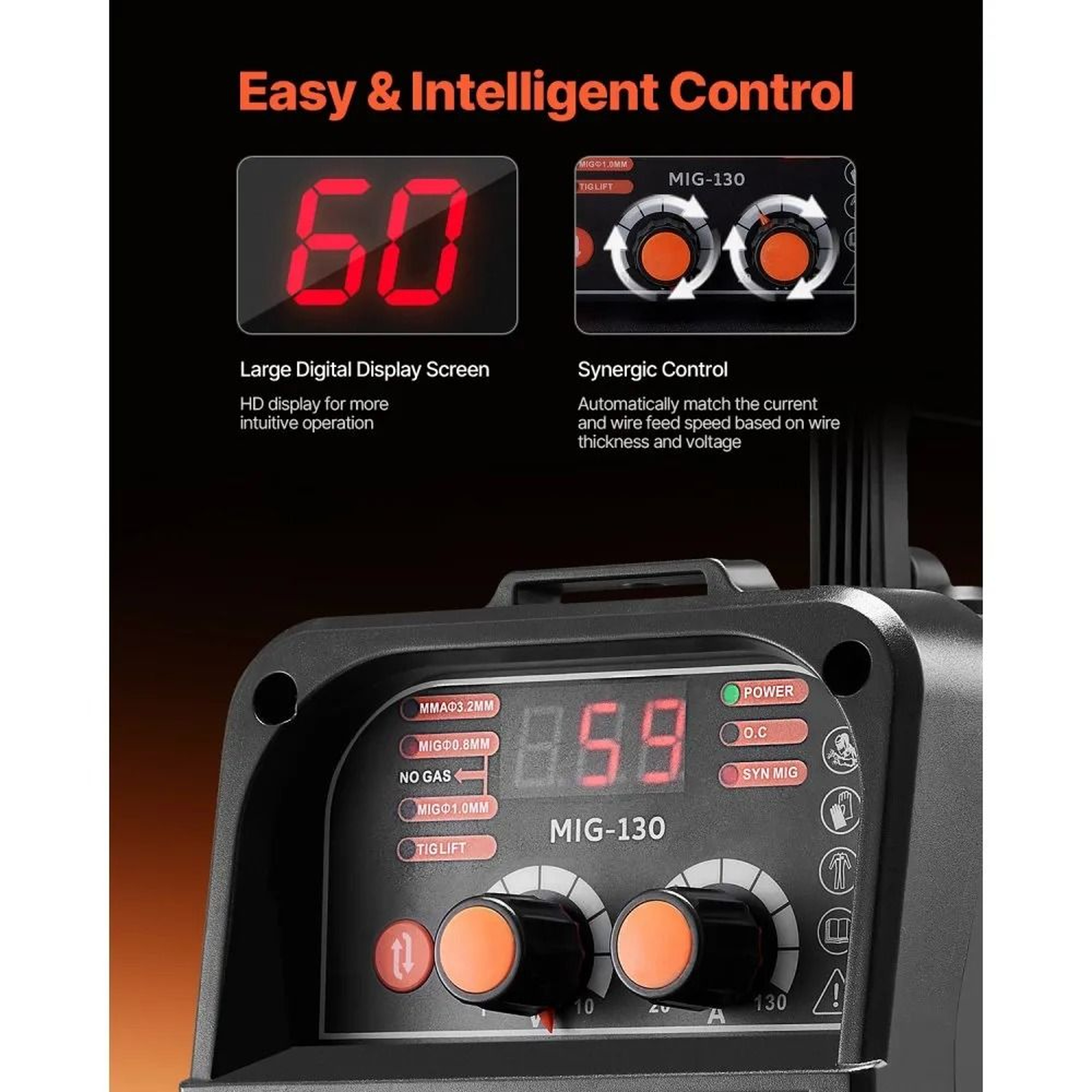 130A 3in1 MIG Welder With Synergic Control And Digital Display 3