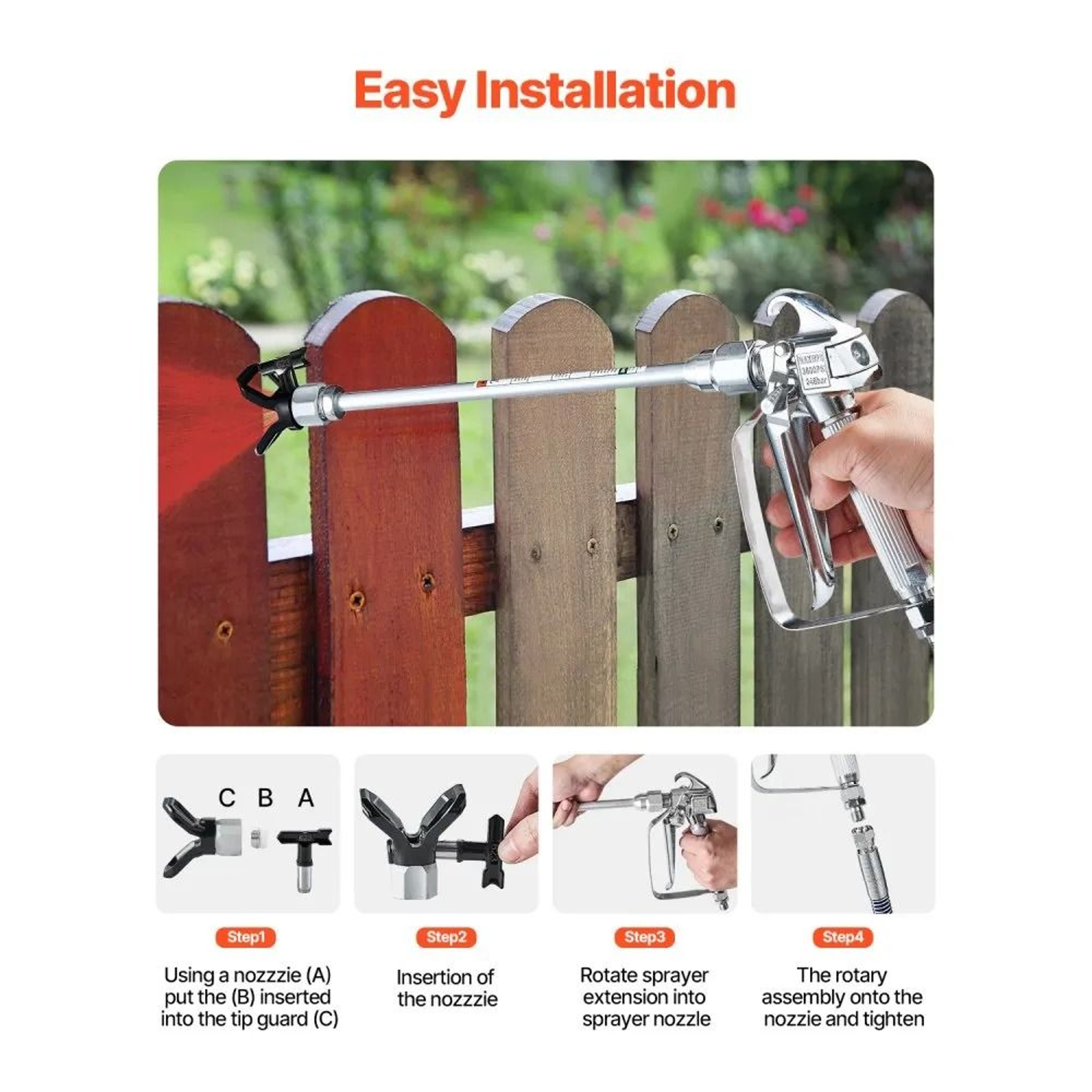 3600 PSI Airless Paint Spray Gun And Hose Kit With 5 Spray Tips And Extension Rods 1