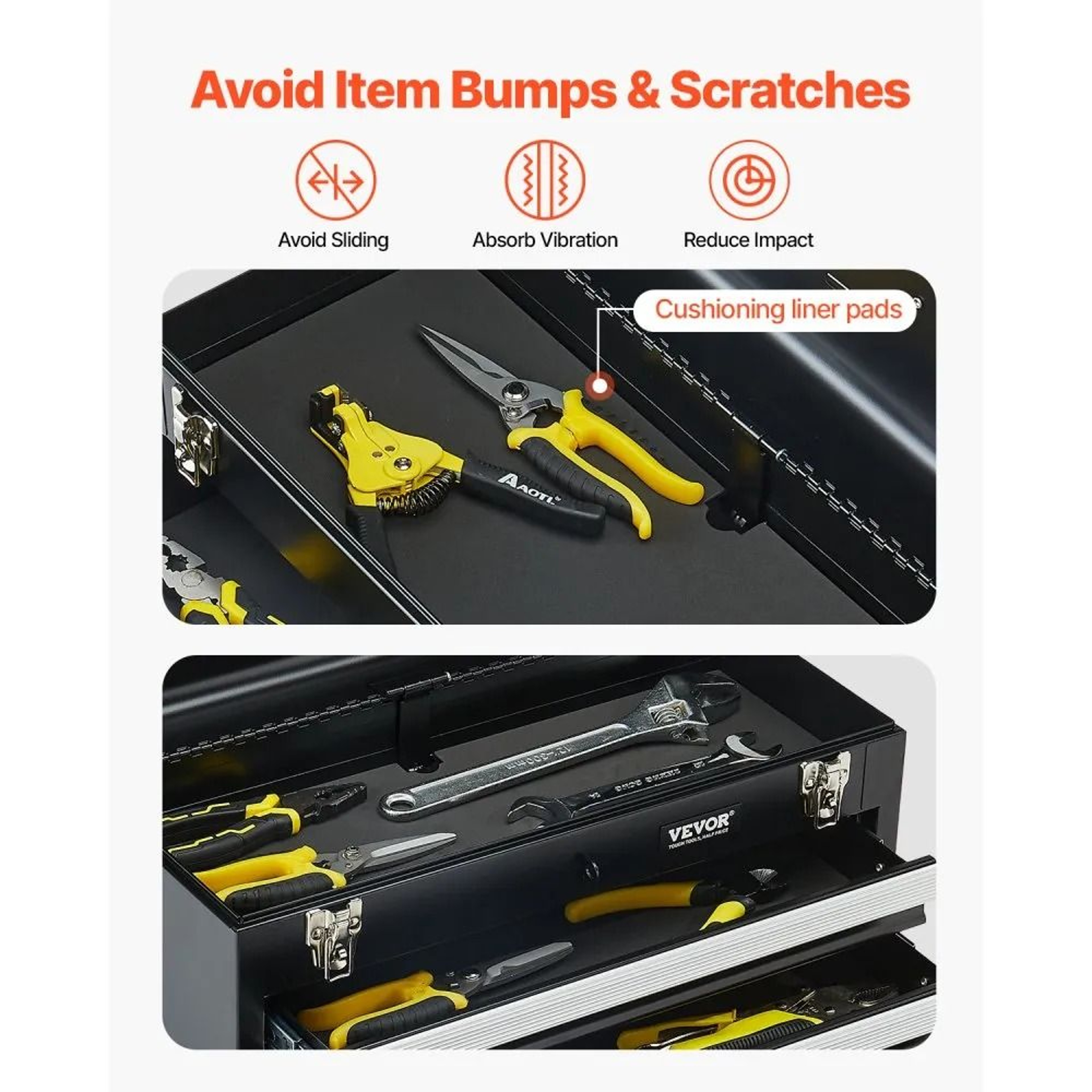 Portable Metal Tool Box With 3 Drawers And Locking Lid 205 Inch 5