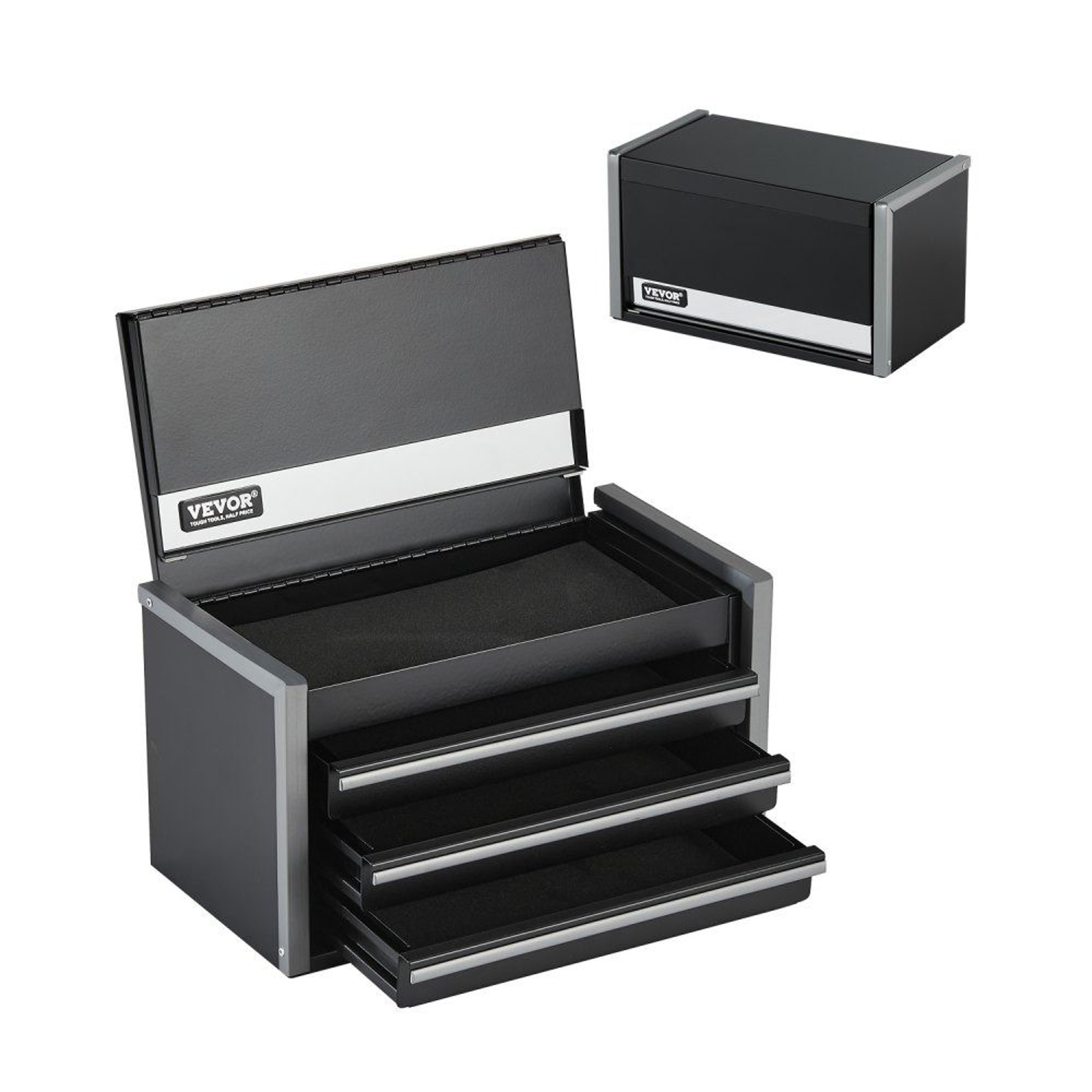 Mini Metal Tool Box With 3 Drawers And Steel Construction  Black 0