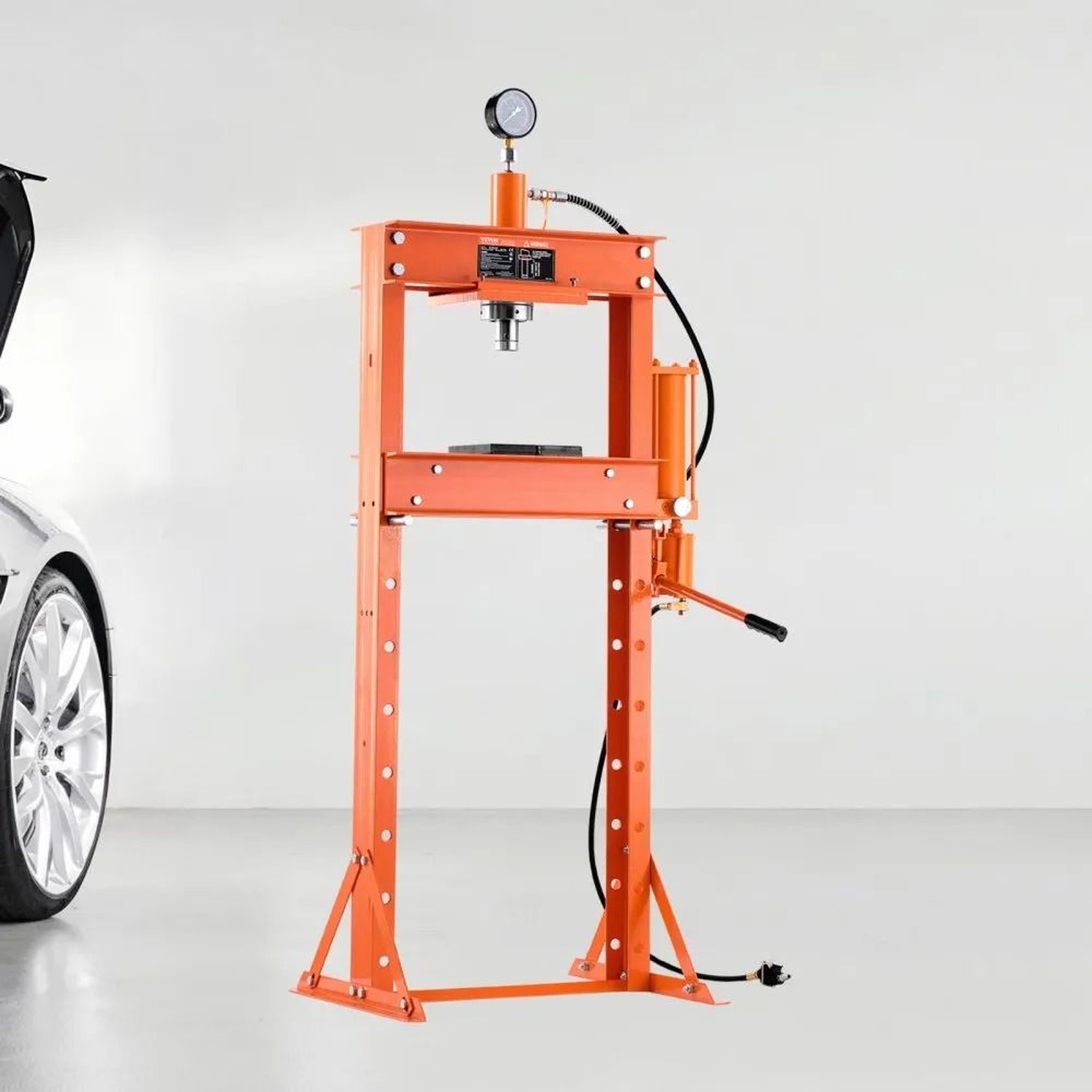 20 Ton Hydraulic Shop Press With Pneumatic Assist And Adjustable HFrame 6