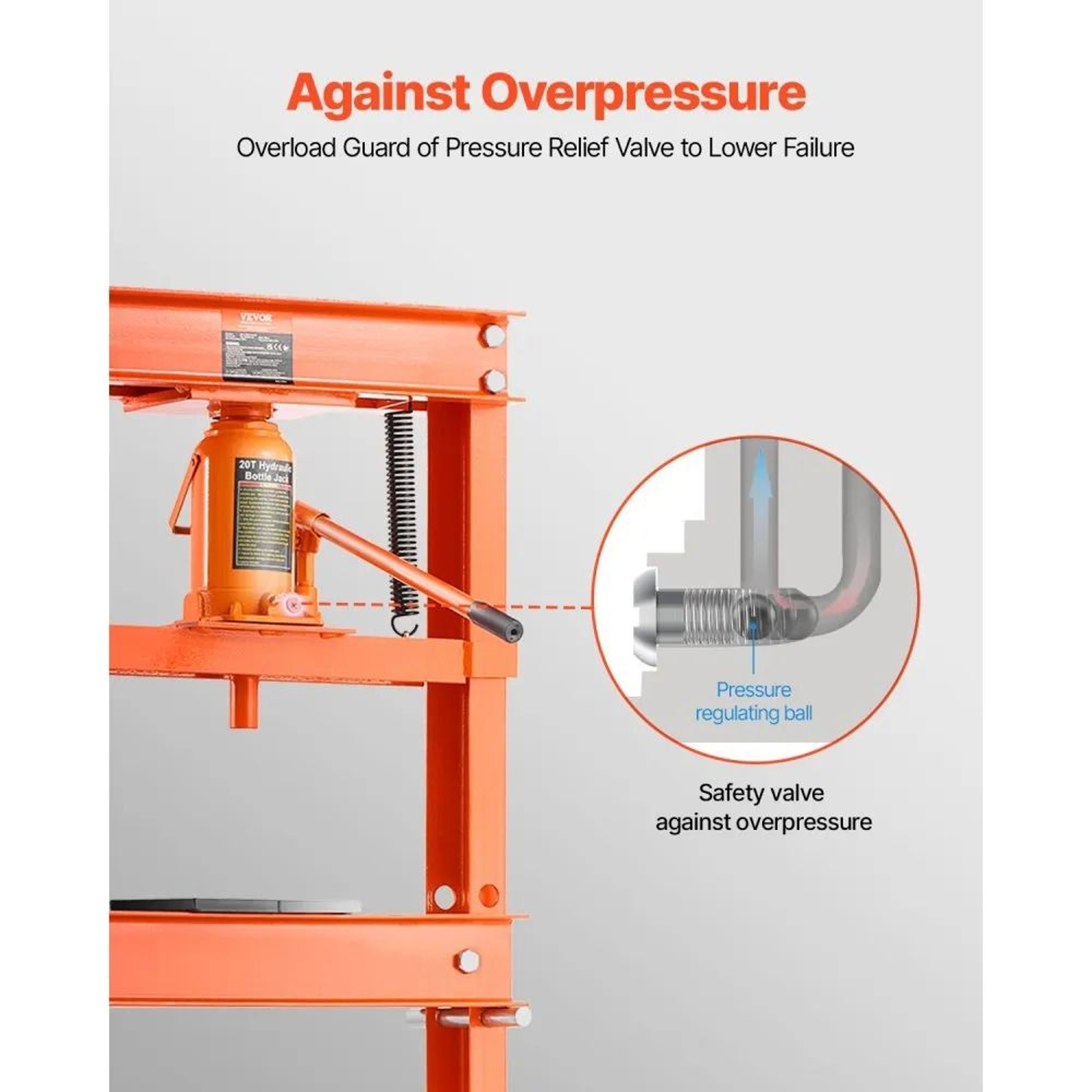 20 Ton Hydraulic Shop Press With Adjustable HFrame And Reinforced Steel Base 3