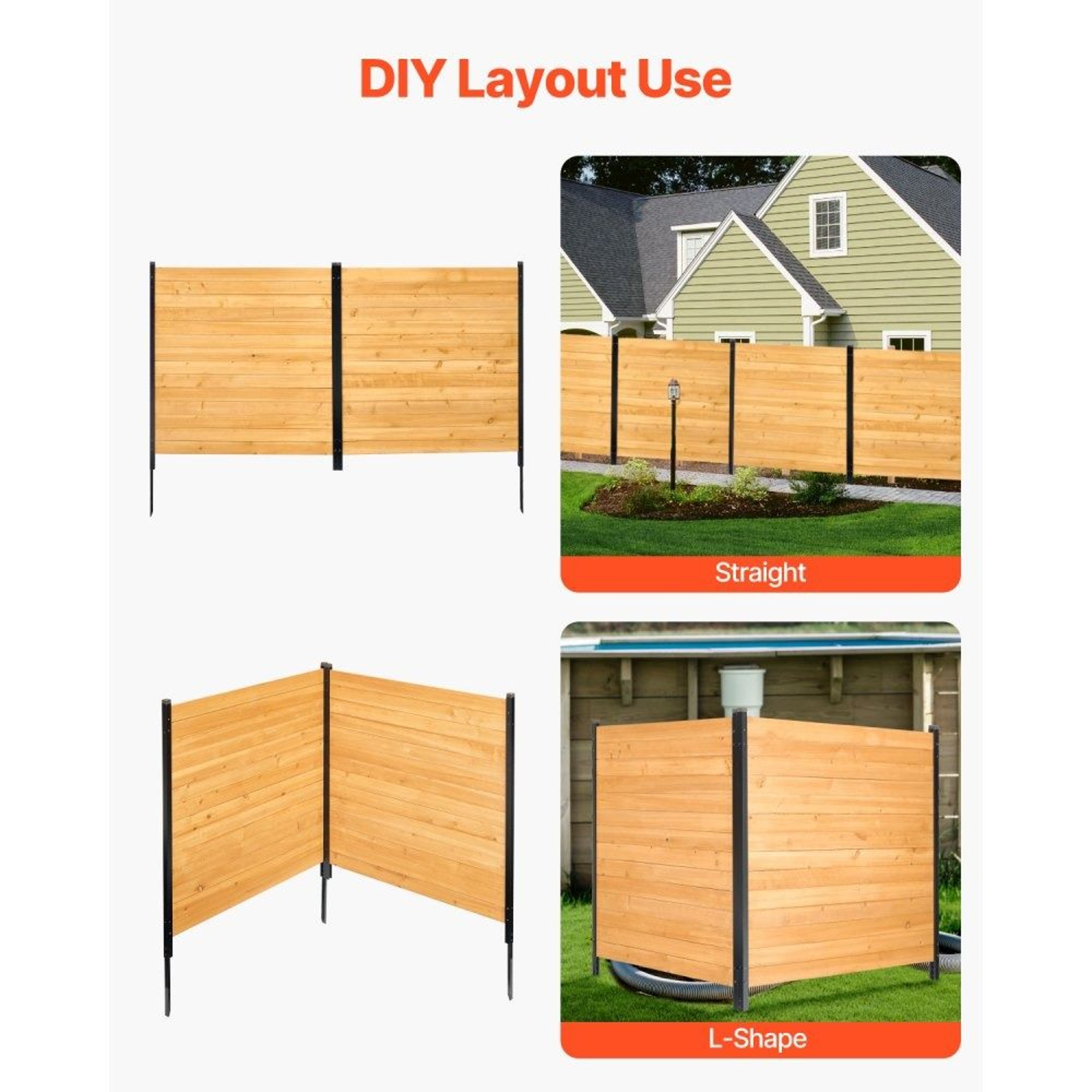 Wood Privacy Fence 2Panel Outdoor AC Unit And Trash Can Screen With Metal Stakes 2