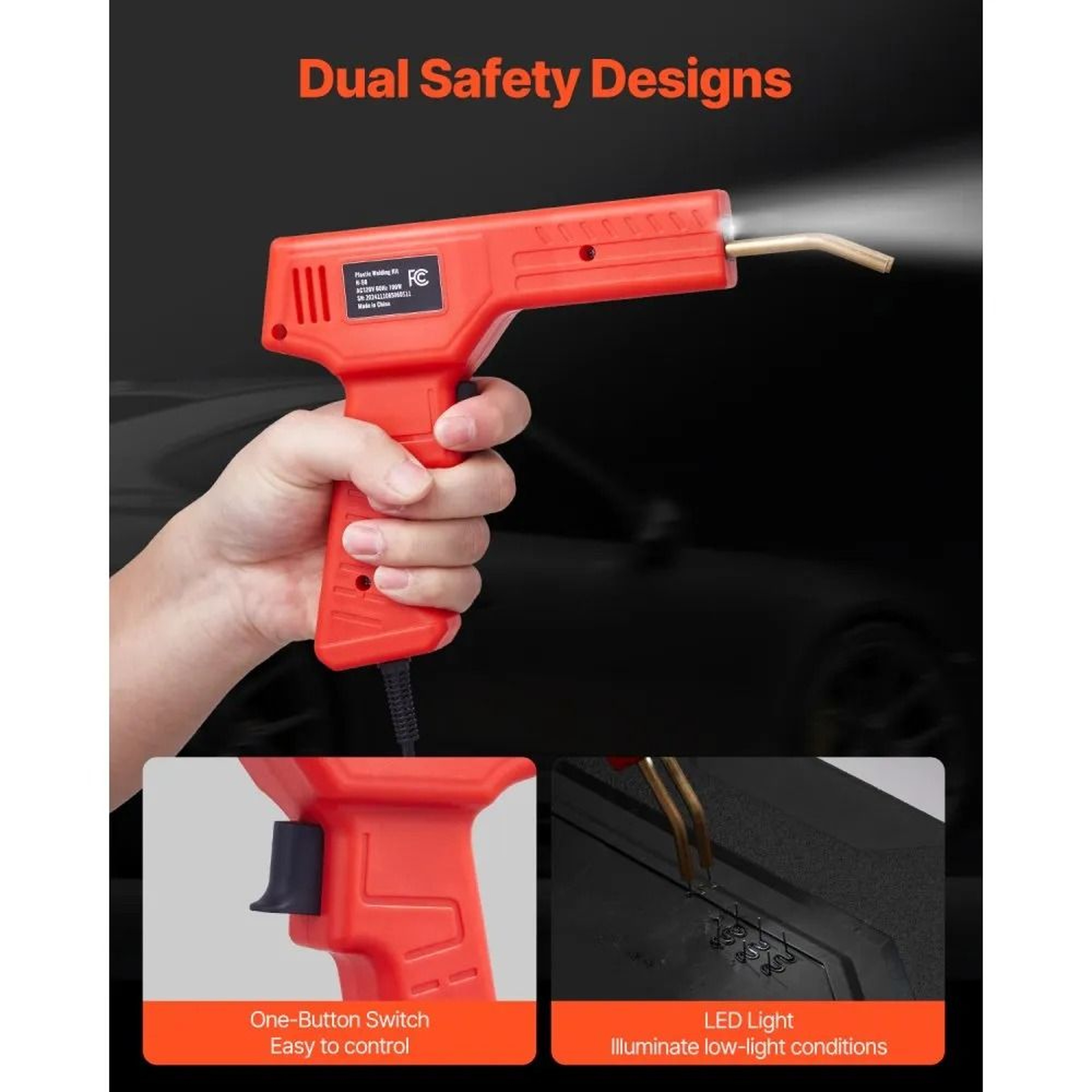 100W Plastic Welder Gun With 800 Hot Staples And LED Light For Plastic Repair 2