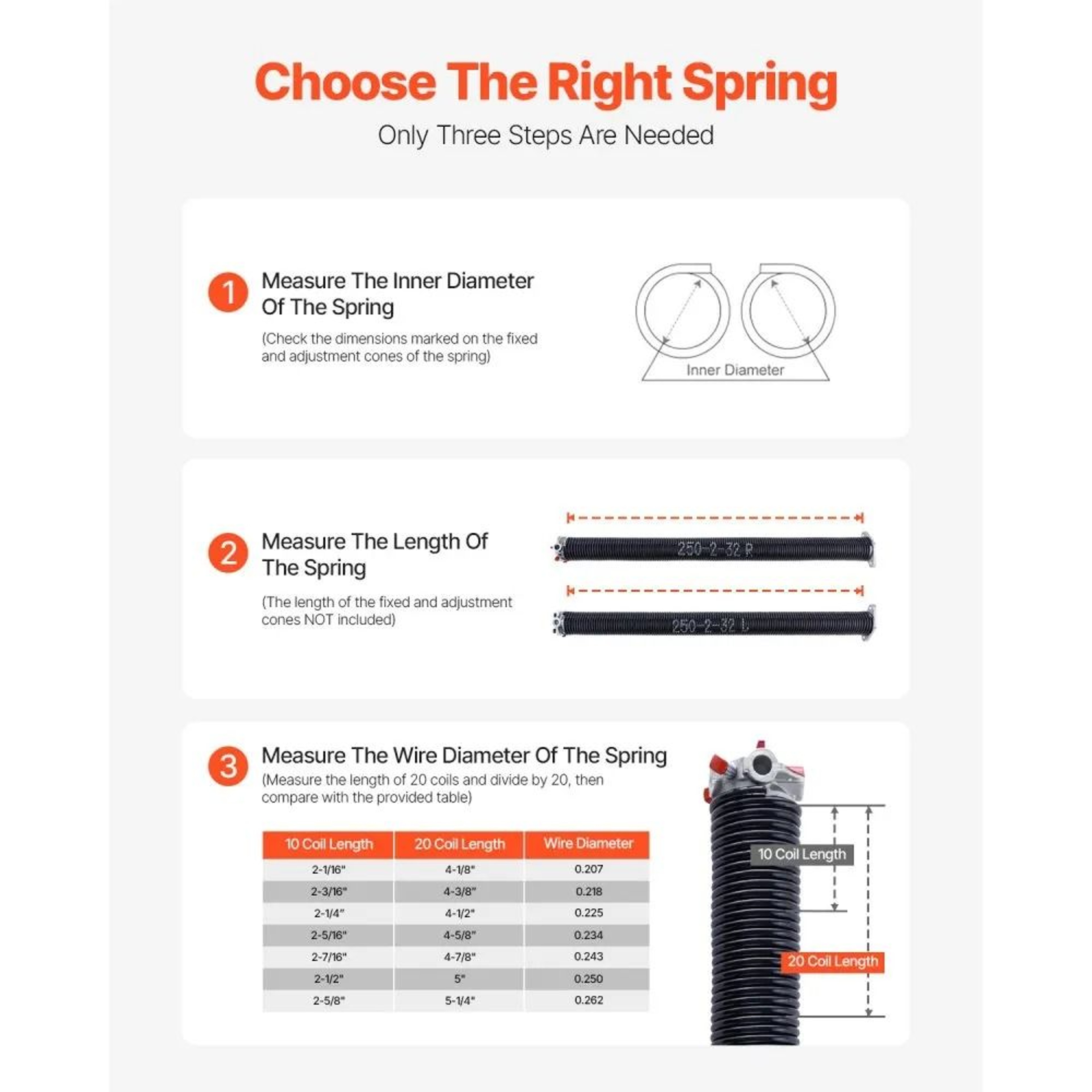 Garage Door Torsion Springs 025 X 2 X 32 Inch Pair With Winding Bars And Installation Accessories 2