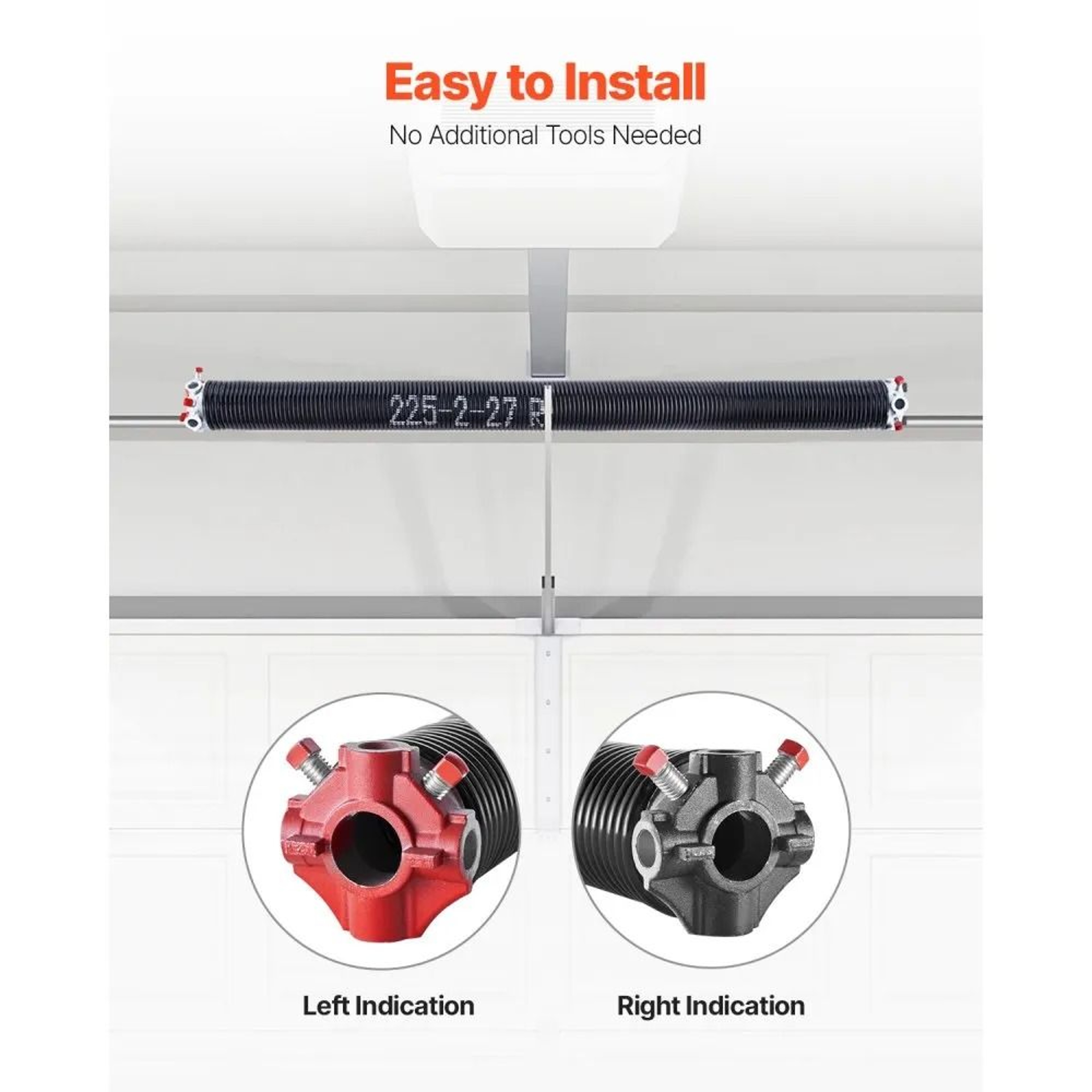 Garage Door Torsion Springs 0225 X 2 X 27 Inch Pair With Winding Bars And Gloves 2
