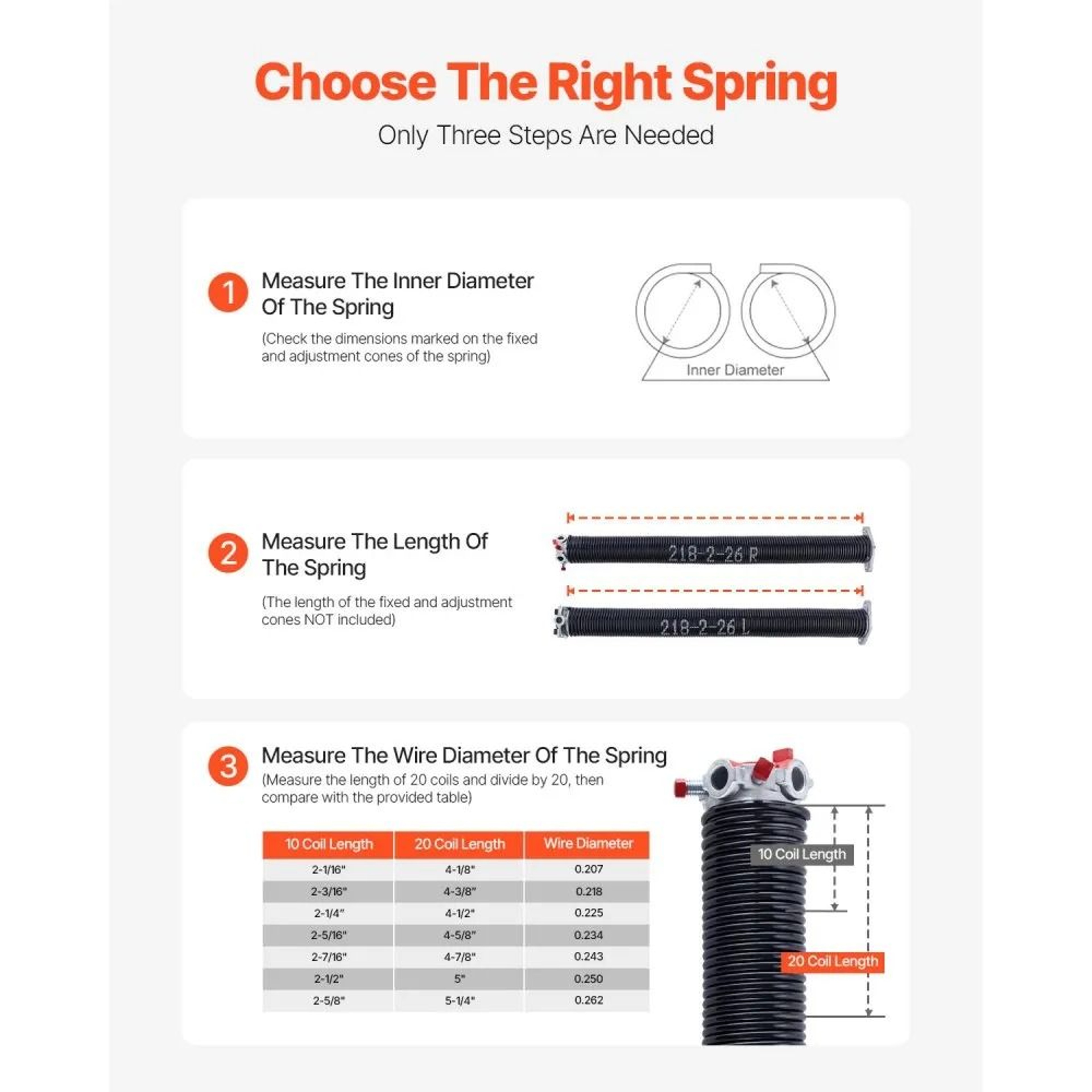 Garage Door Torsion Springs 0218 X 2 X 26 Inch Pair With Winding Bars And Gloves 5