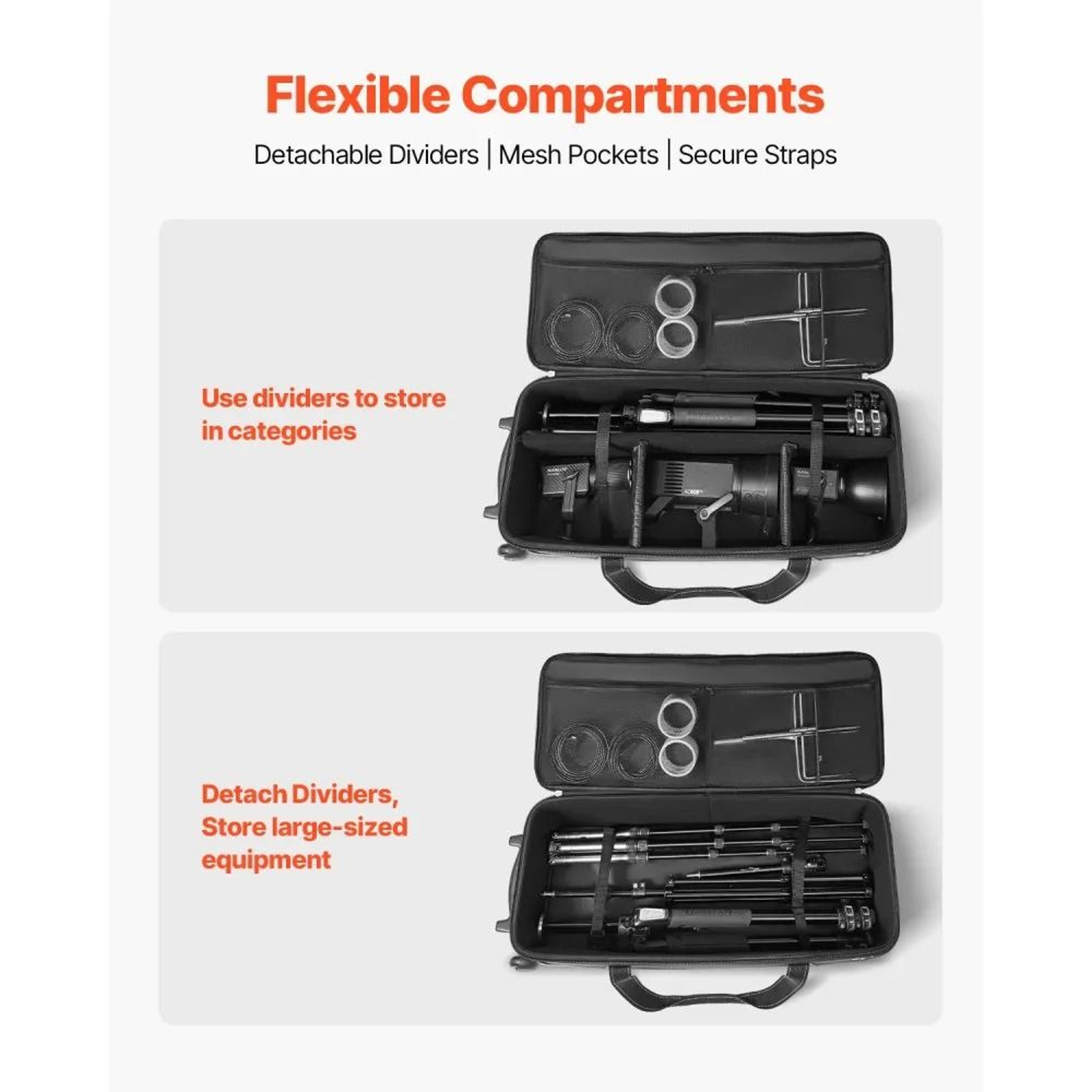 Rolling Camera Bag With Wheels And Padded Dividers For Studio Equipment 5